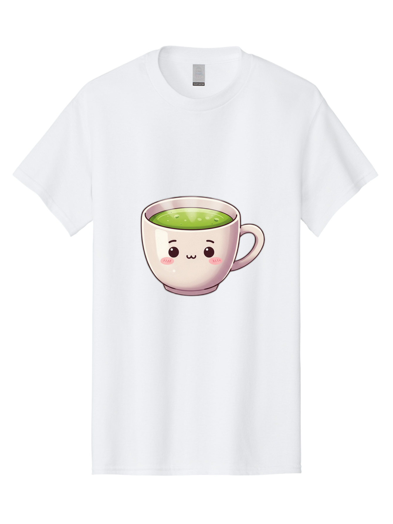 Matcha-Tea-Cup Men'S Graphic Tee, 100% Cotton, Comfortable Casual Summer Wear, Machine Washable, Matcha Tea, Cute Cartoon Character, Adorable Face, Kawaii Culture, Green Tea, Tea Time, Soothing Beverage, Lovely Design, Cheerful Expression Bac181 6