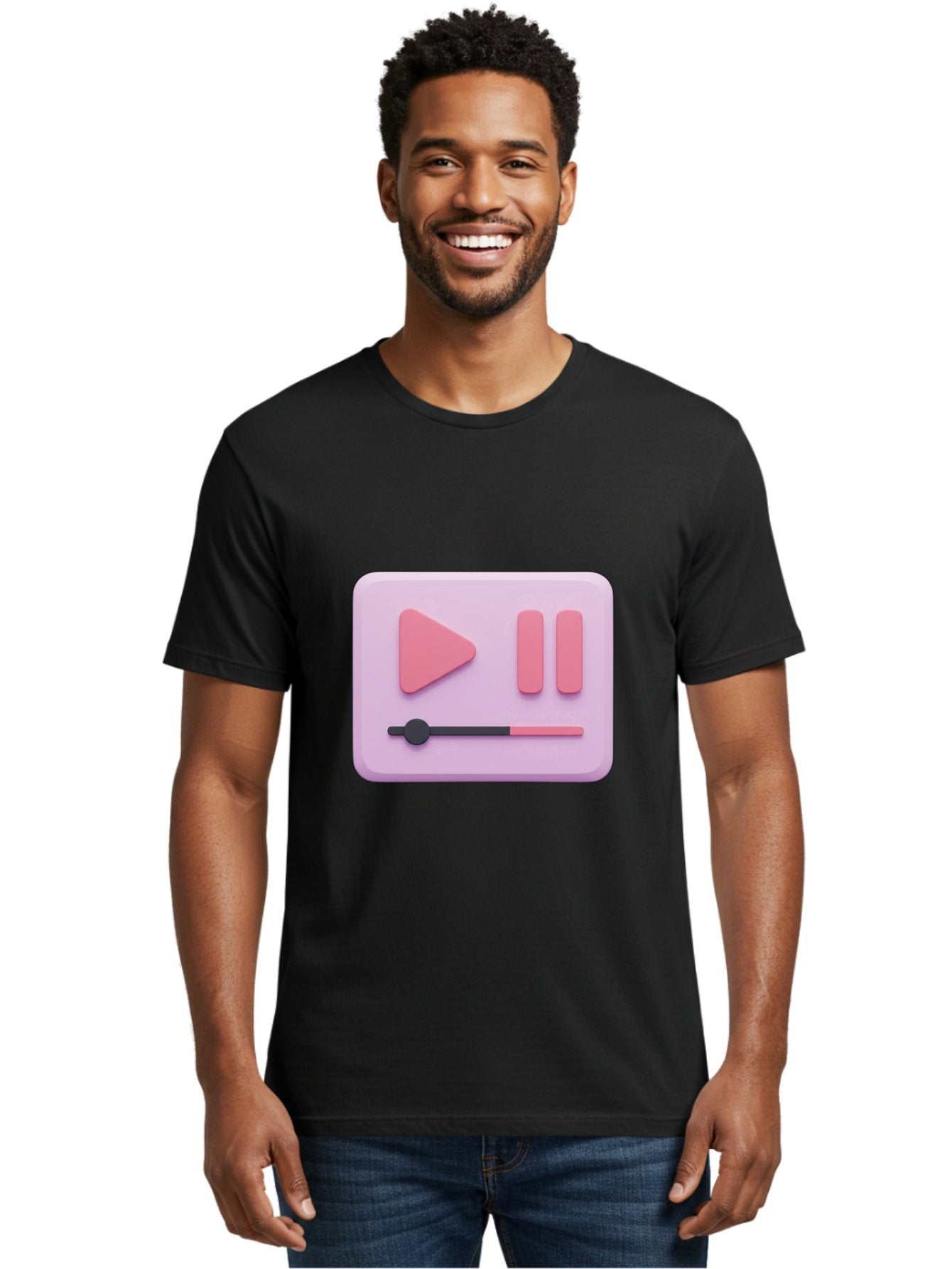 Media-Player-Ui Men'S Graphic Tee, 100% Cotton, Comfortable Casual Summer Wear, Machine Washable, Play Button, Pause Button, Volume Slider, Music Control, Media Player, Audio Playback Bac182 16