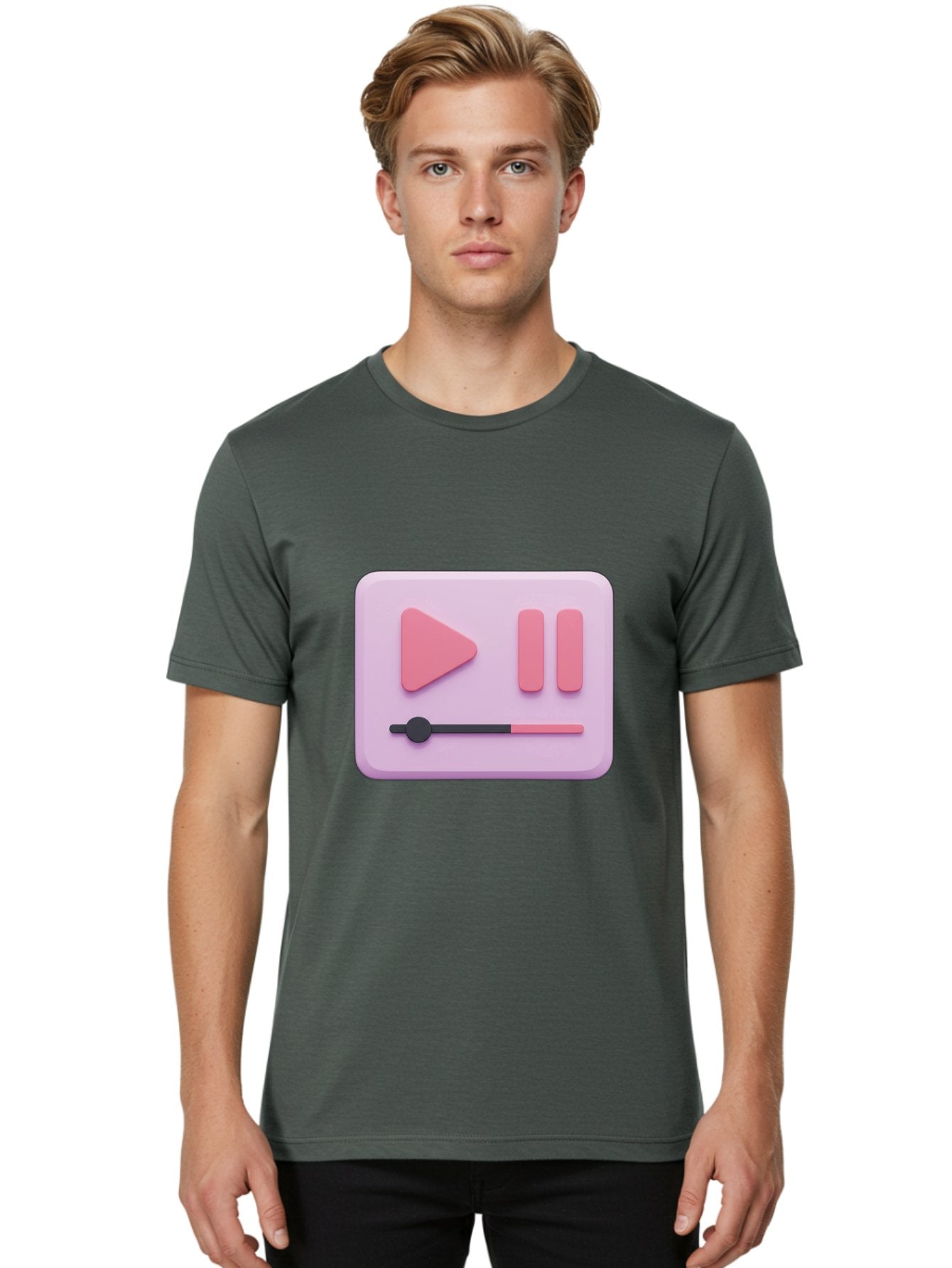Media-Player-Ui Men'S Graphic Tee, 100% Cotton, Comfortable Casual Summer Wear, Machine Washable, Play Button, Pause Button, Volume Slider, Music Control, Media Player, Audio Playback Bac182 21