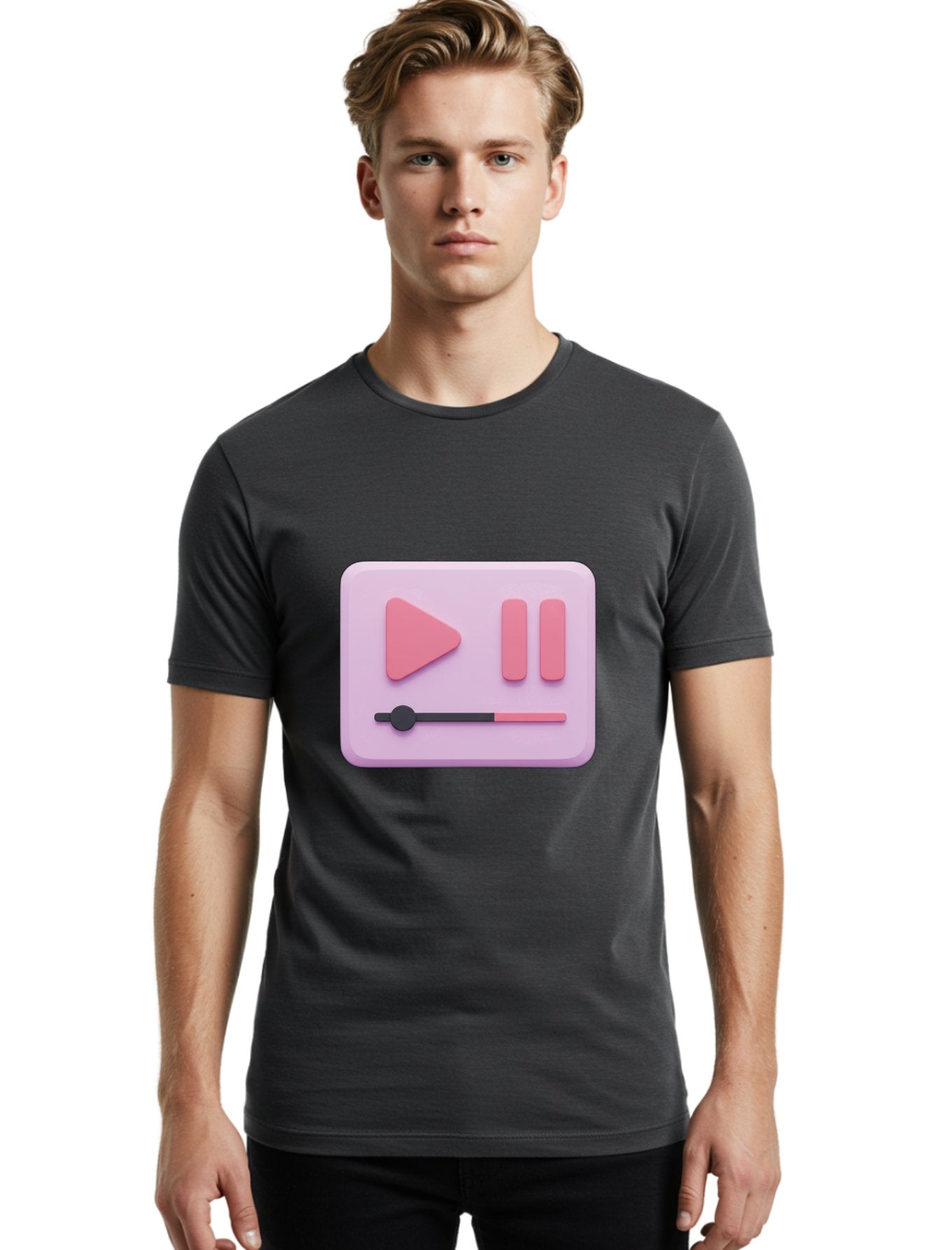 Media-Player-Ui Men'S Graphic Tee, 100% Cotton, Comfortable Casual Summer Wear, Machine Washable, Play Button, Pause Button, Volume Slider, Music Control, Media Player, Audio Playback Bac182 28