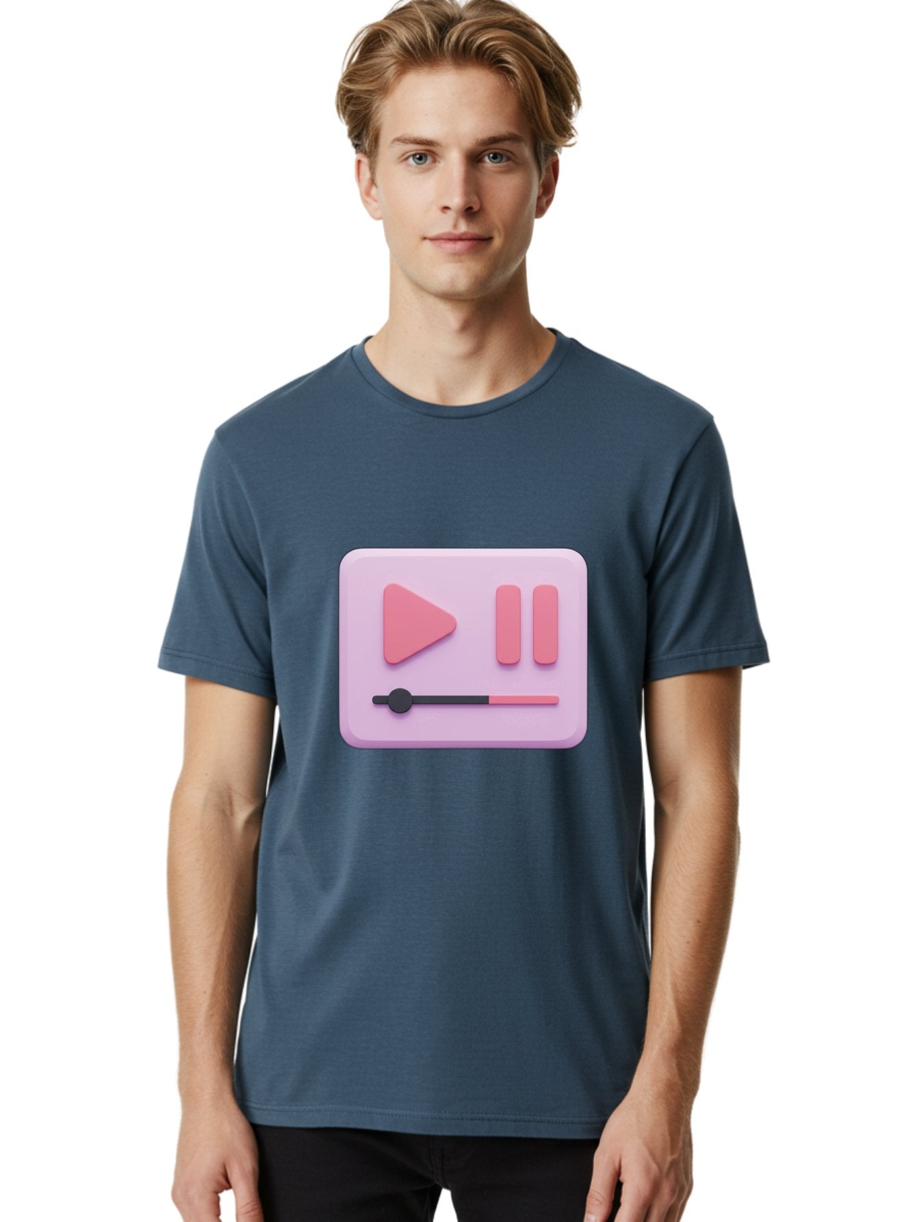 Media-Player-Ui Men'S Graphic Tee, 100% Cotton, Comfortable Casual Summer Wear, Machine Washable, Play Button, Pause Button, Volume Slider, Music Control, Media Player, Audio Playback Bac182 29