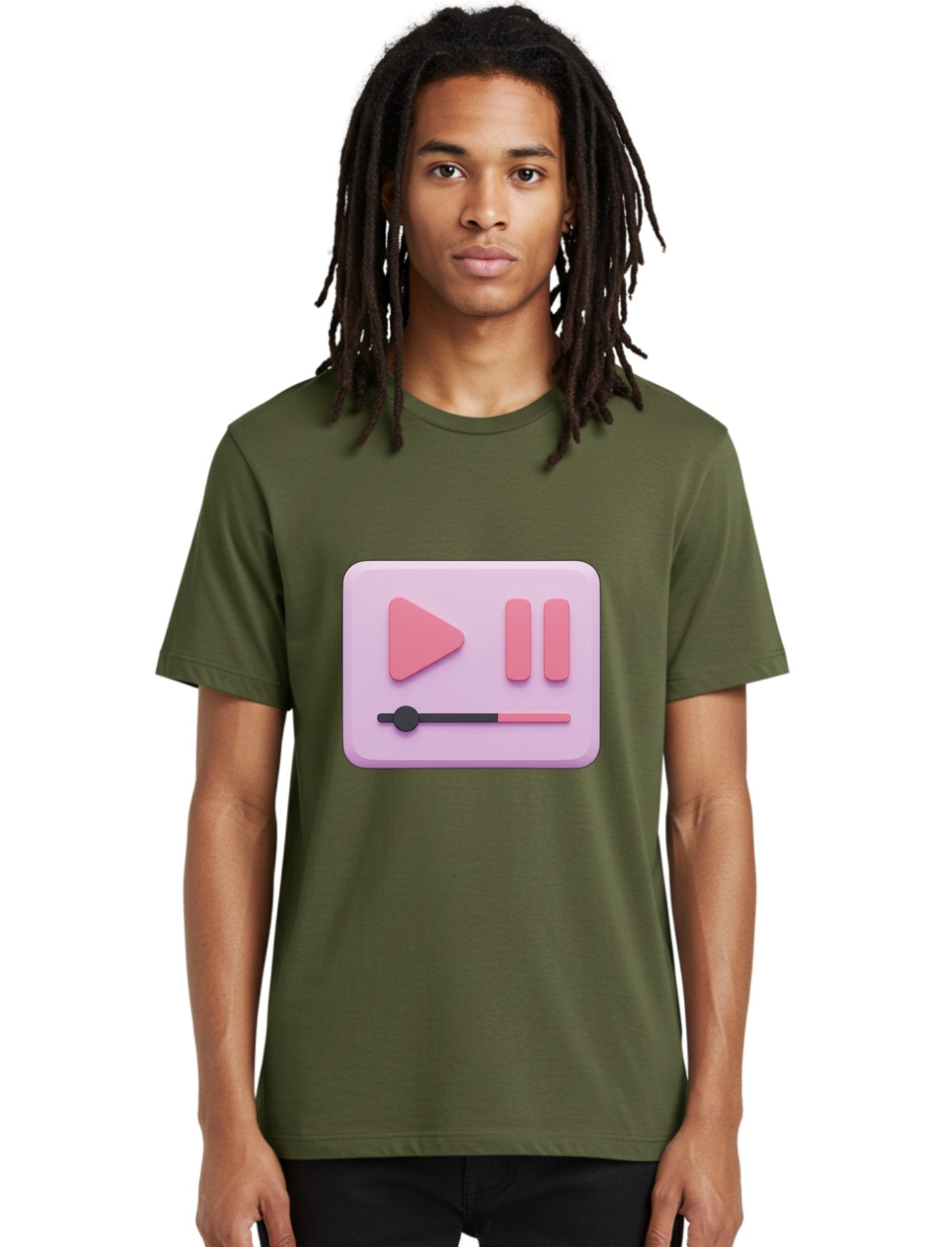 Media-Player-Ui Men'S Graphic Tee, 100% Cotton, Comfortable Casual Summer Wear, Machine Washable, Play Button, Pause Button, Volume Slider, Music Control, Media Player, Audio Playback Bac182 20