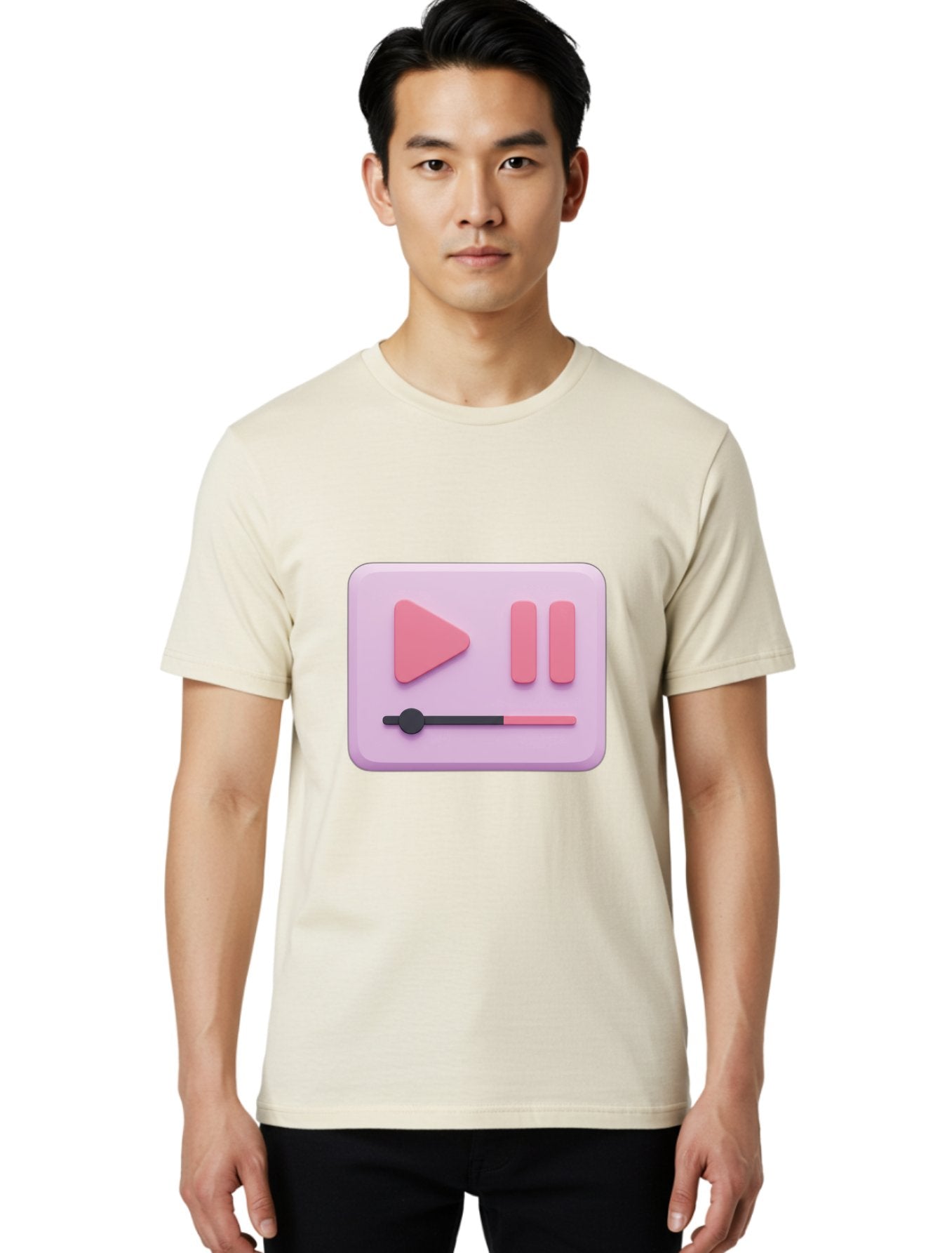 Media-Player-Ui Men'S Graphic Tee, 100% Cotton, Comfortable Casual Summer Wear, Machine Washable, Play Button, Pause Button, Volume Slider, Music Control, Media Player, Audio Playback Bac182 30