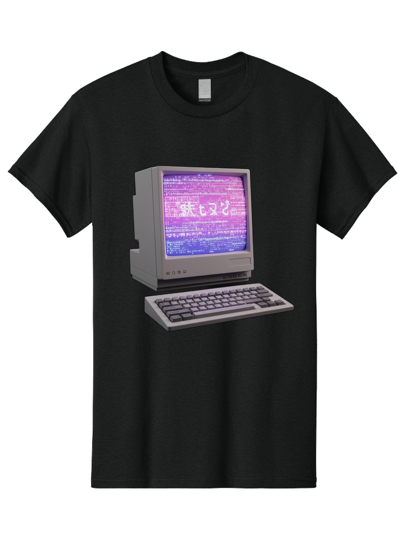 Meitu Men'S Graphic Tee, 100% Cotton, Comfortable Casual Summer Wear, Machine Washable, Vintage Computer, Old Technology, Retro Keyboard, Purple Screen, Binary Code, Old School, Obsolete Technology, Computer History, Tech Nostalgia, Pixel Art Bac183