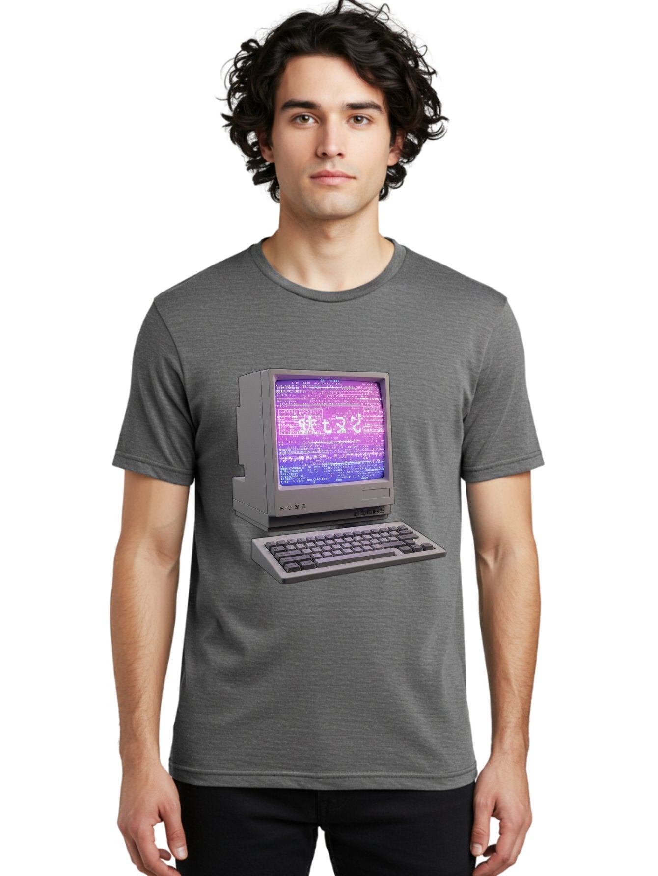 Meitu Men'S Graphic Tee, 100% Cotton, Comfortable Casual Summer Wear, Machine Washable, Vintage Computer, Old Technology, Retro Keyboard, Purple Screen, Binary Code, Old School, Obsolete Technology, Computer History, Tech Nostalgia, Pixel Art Bac183 30