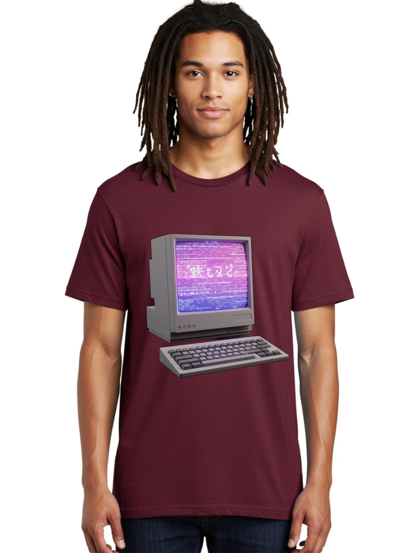 Meitu Men'S Graphic Tee, 100% Cotton, Comfortable Casual Summer Wear, Machine Washable, Vintage Computer, Old Technology, Retro Keyboard, Purple Screen, Binary Code, Old School, Obsolete Technology, Computer History, Tech Nostalgia, Pixel Art Bac183 27