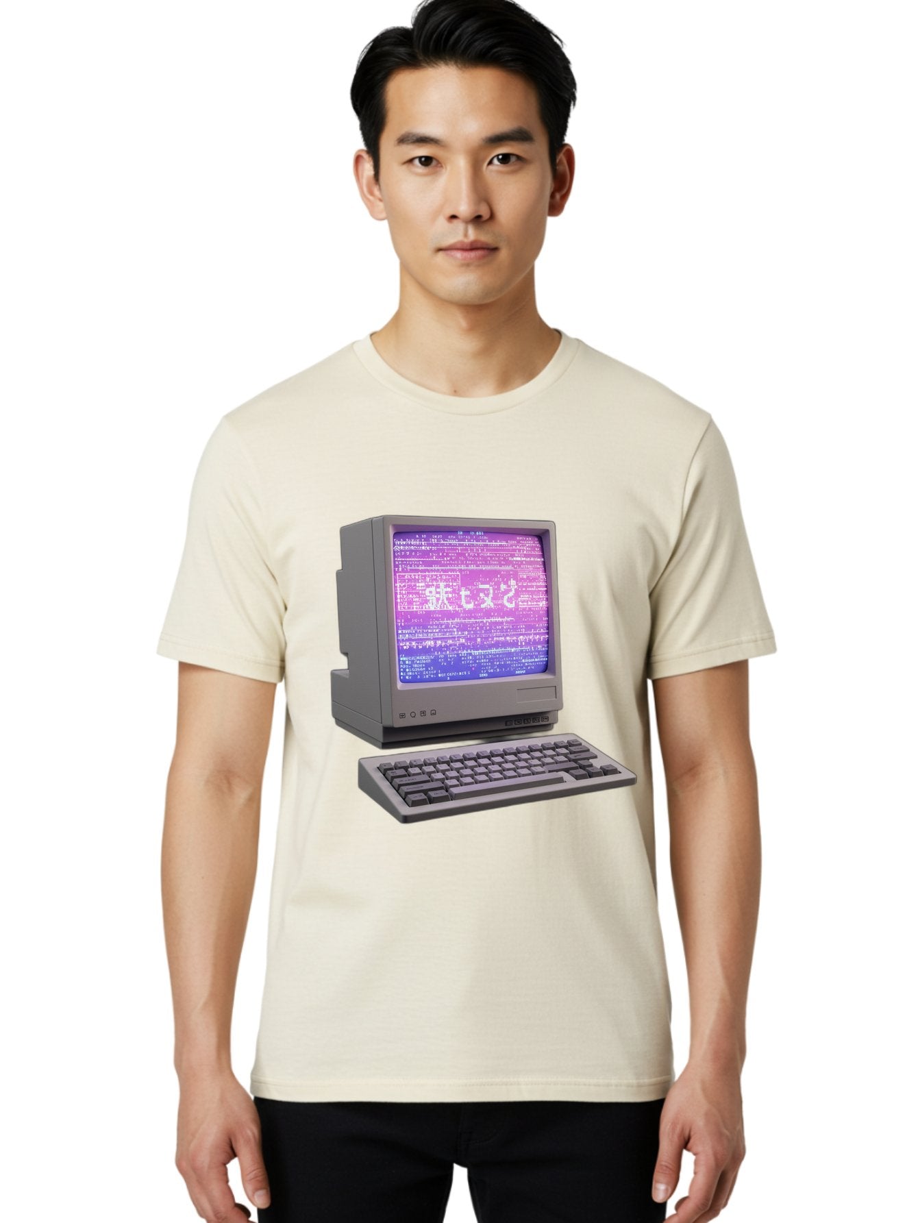 Meitu Men'S Graphic Tee, 100% Cotton, Comfortable Casual Summer Wear, Machine Washable, Vintage Computer, Old Technology, Retro Keyboard, Purple Screen, Binary Code, Old School, Obsolete Technology, Computer History, Tech Nostalgia, Pixel Art Bac183 29