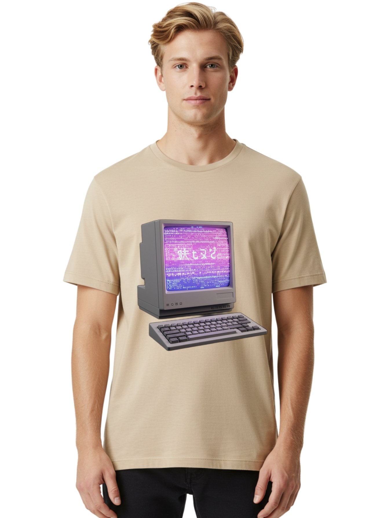 Meitu Men'S Graphic Tee, 100% Cotton, Comfortable Casual Summer Wear, Machine Washable, Vintage Computer, Old Technology, Retro Keyboard, Purple Screen, Binary Code, Old School, Obsolete Technology, Computer History, Tech Nostalgia, Pixel Art Bac183 16