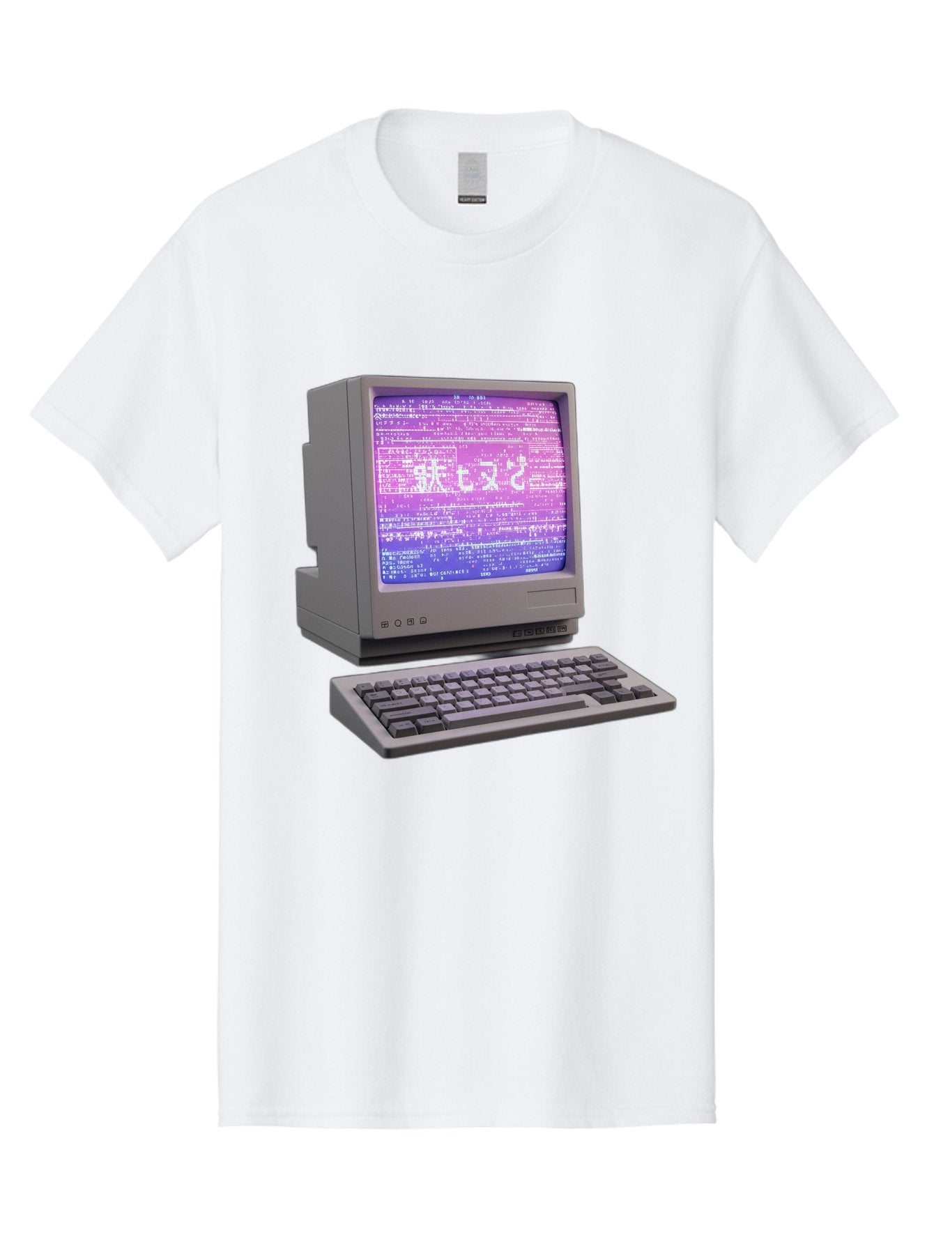 Meitu Men'S Graphic Tee, 100% Cotton, Comfortable Casual Summer Wear, Machine Washable, Vintage Computer, Old Technology, Retro Keyboard, Purple Screen, Binary Code, Old School, Obsolete Technology, Computer History, Tech Nostalgia, Pixel Art Bac183 8