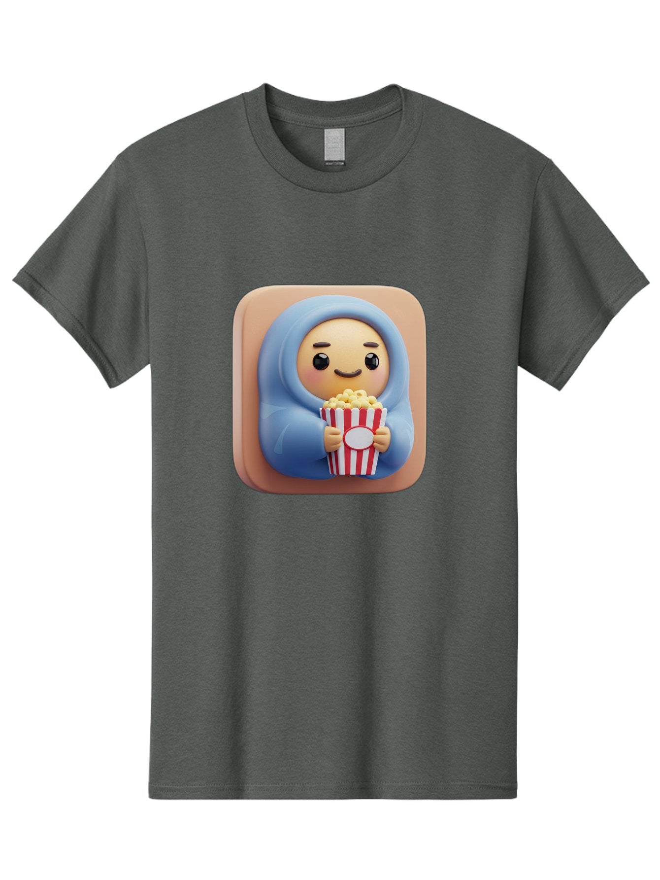 Melted-Face-Emoji Men'S Graphic Tee, 100% Cotton, Comfortable Casual Summer Wear, Machine Washable, Smiling Face, Happy Emoji, Popcorn Bucket, Red And White Stripes, Cartoon Character, Joyful Expression, Friendly Face, Fun Snack, Bac184 5