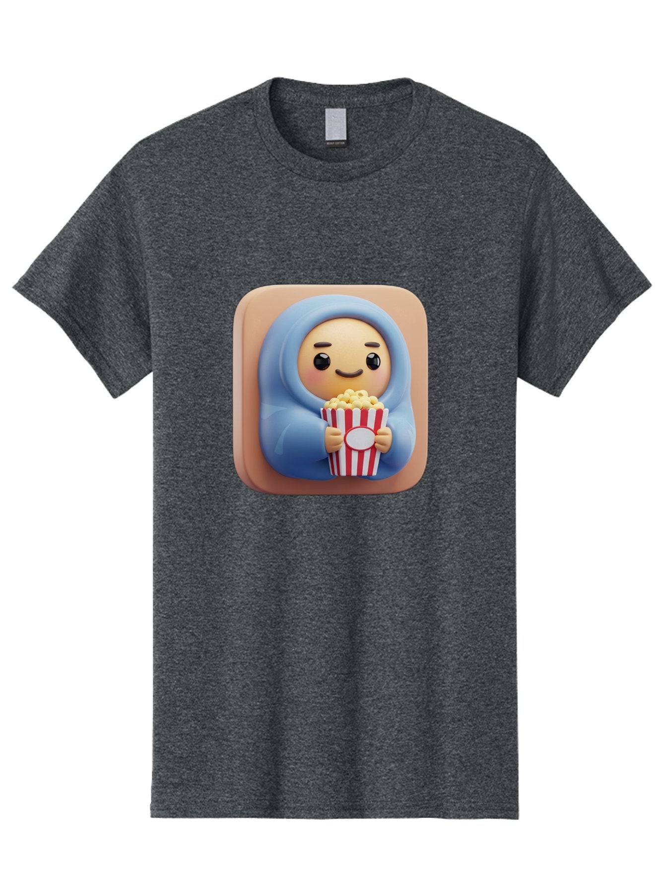 Melted-Face-Emoji Men'S Graphic Tee, 100% Cotton, Comfortable Casual Summer Wear, Machine Washable, Smiling Face, Happy Emoji, Popcorn Bucket, Red And White Stripes, Cartoon Character, Joyful Expression, Friendly Face, Fun Snack, Bac184 4