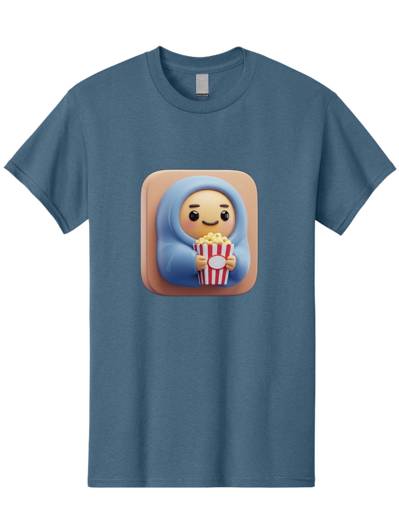 Melted-Face-Emoji Men'S Graphic Tee, 100% Cotton, Comfortable Casual Summer Wear, Machine Washable, Smiling Face, Happy Emoji, Popcorn Bucket, Red And White Stripes, Cartoon Character, Joyful Expression, Friendly Face, Fun Snack, Bac184 14