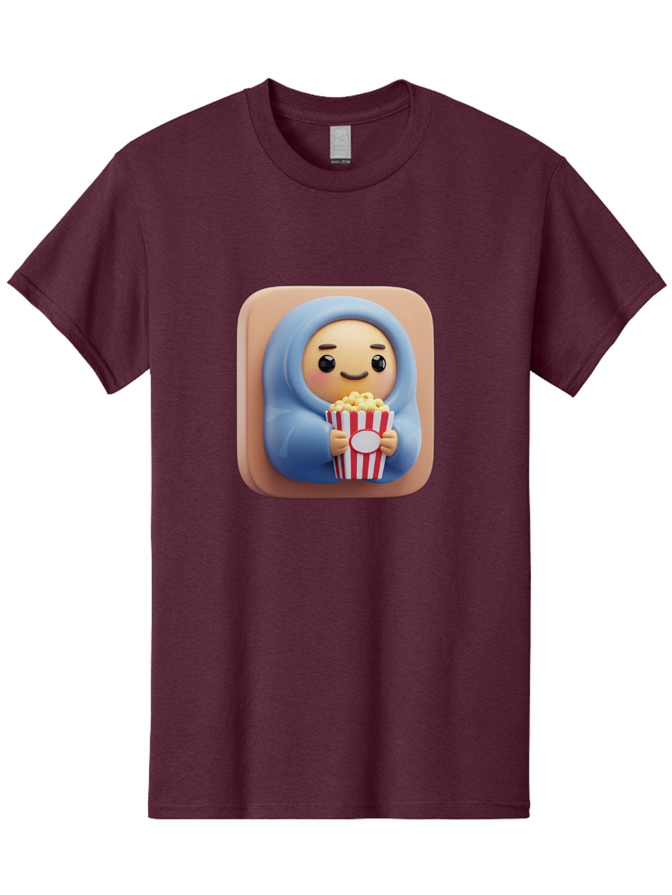 Melted-Face-Emoji Men'S Graphic Tee, 100% Cotton, Comfortable Casual Summer Wear, Machine Washable, Smiling Face, Happy Emoji, Popcorn Bucket, Red And White Stripes, Cartoon Character, Joyful Expression, Friendly Face, Fun Snack, Bac184 10