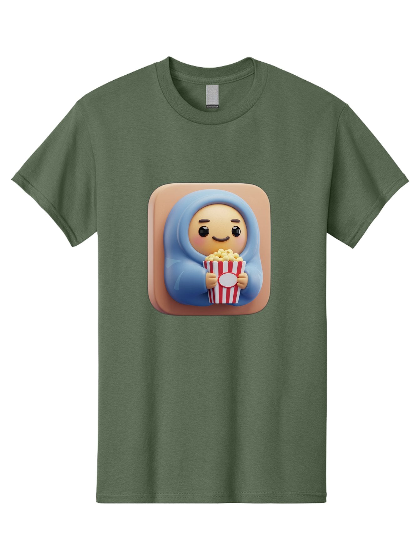 Melted-Face-Emoji Men'S Graphic Tee, 100% Cotton, Comfortable Casual Summer Wear, Machine Washable, Smiling Face, Happy Emoji, Popcorn Bucket, Red And White Stripes, Cartoon Character, Joyful Expression, Friendly Face, Fun Snack, Bac184 12
