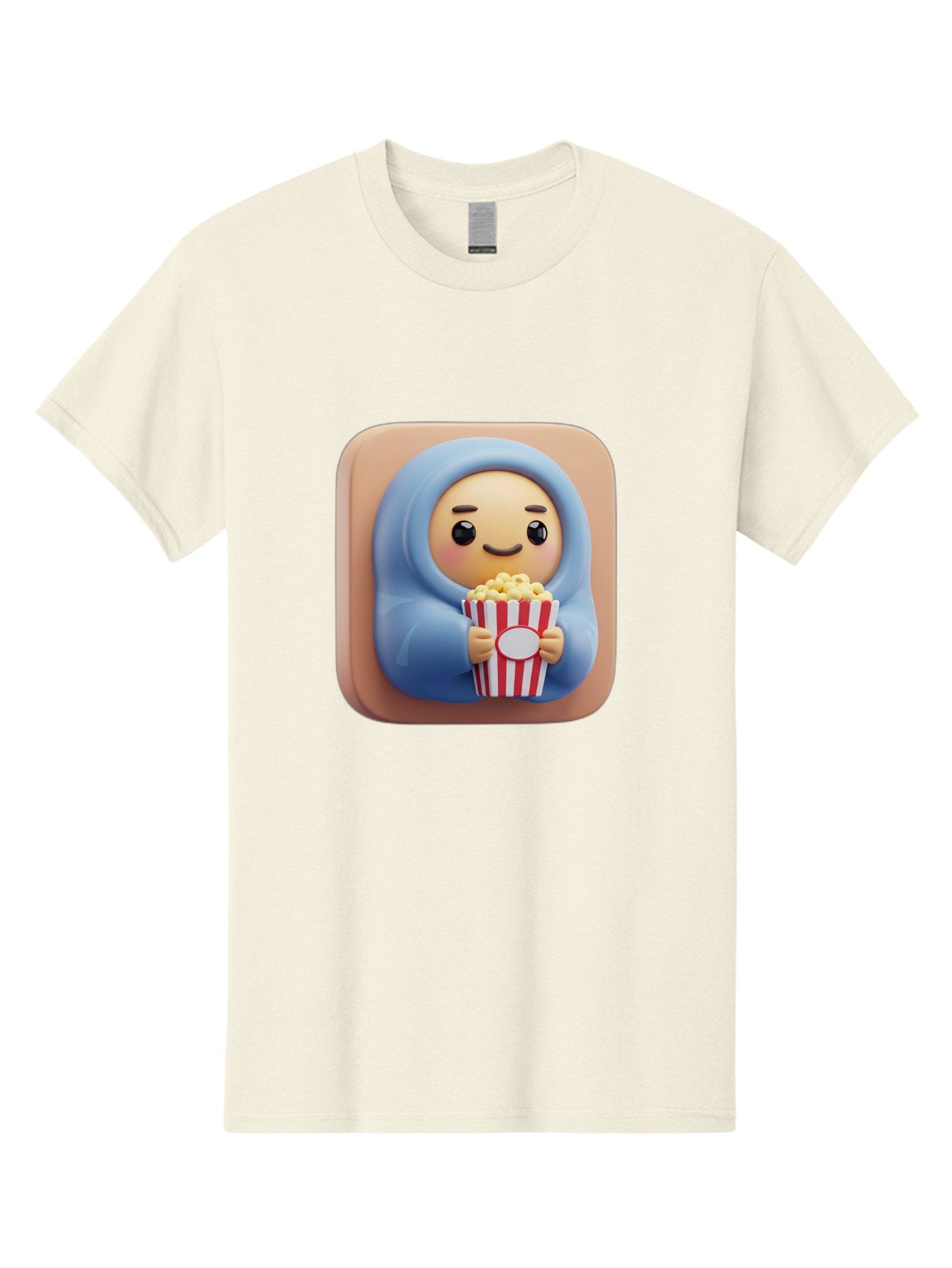 Melted-Face-Emoji Men'S Graphic Tee, 100% Cotton, Comfortable Casual Summer Wear, Machine Washable, Smiling Face, Happy Emoji, Popcorn Bucket, Red And White Stripes, Cartoon Character, Joyful Expression, Friendly Face, Fun Snack, Bac184 13