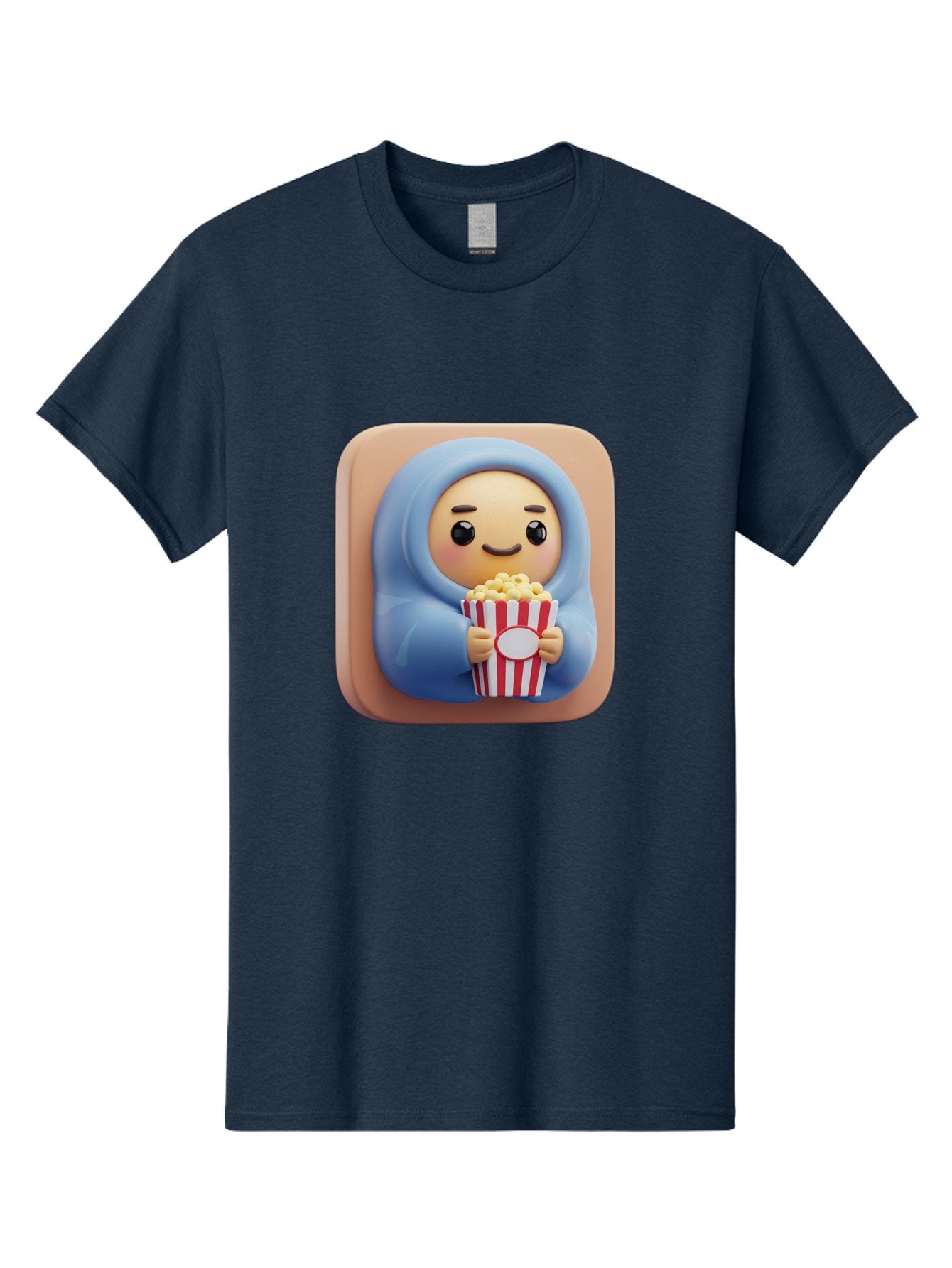 Melted-Face-Emoji Men'S Graphic Tee, 100% Cotton, Comfortable Casual Summer Wear, Machine Washable, Smiling Face, Happy Emoji, Popcorn Bucket, Red And White Stripes, Cartoon Character, Joyful Expression, Friendly Face, Fun Snack, Bac184 9