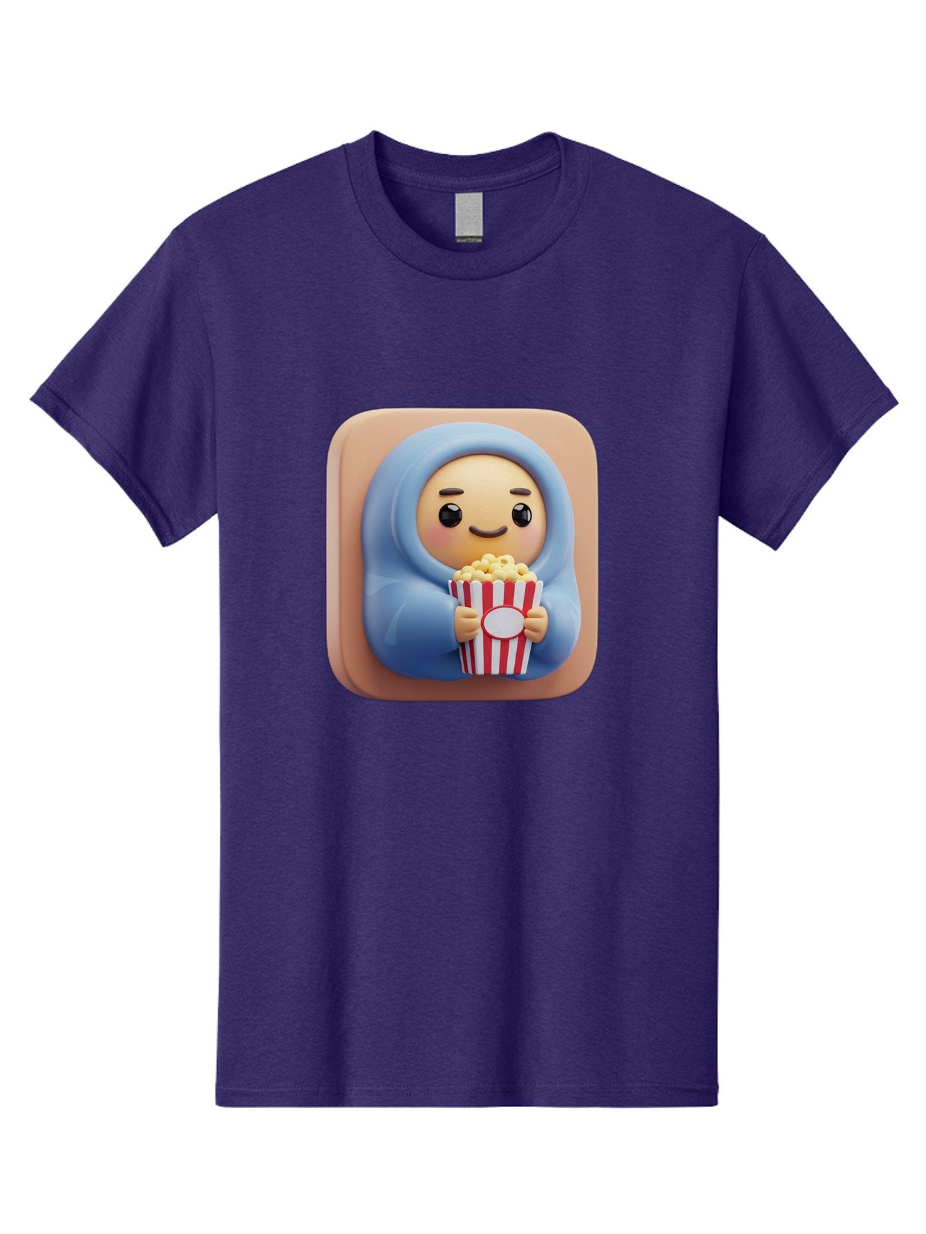 Melted-Face-Emoji Men'S Graphic Tee, 100% Cotton, Comfortable Casual Summer Wear, Machine Washable, Smiling Face, Happy Emoji, Popcorn Bucket, Red And White Stripes, Cartoon Character, Joyful Expression, Friendly Face, Fun Snack, Bac184 3