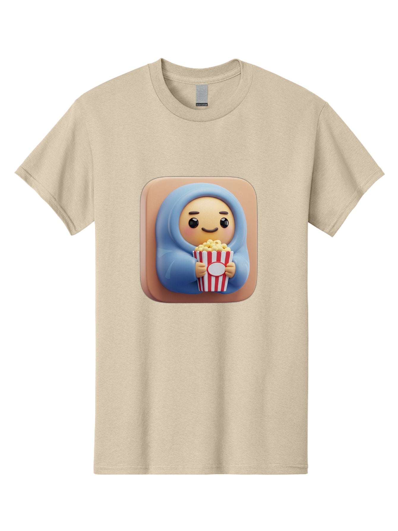 Melted-Face-Emoji Men'S Graphic Tee, 100% Cotton, Comfortable Casual Summer Wear, Machine Washable, Smiling Face, Happy Emoji, Popcorn Bucket, Red And White Stripes, Cartoon Character, Joyful Expression, Friendly Face, Fun Snack, Bac184 6
