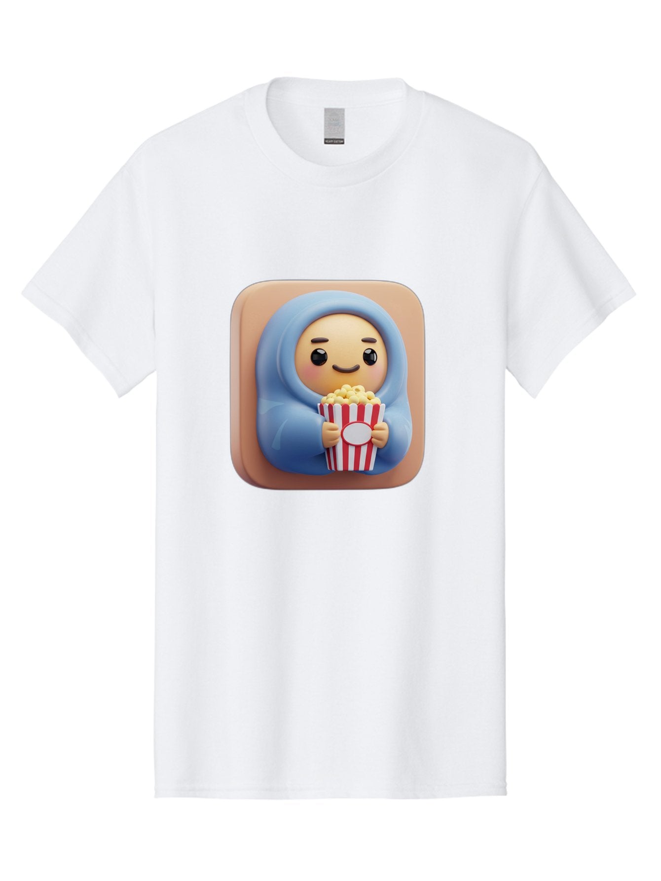 Melted-Face-Emoji Men'S Graphic Tee, 100% Cotton, Comfortable Casual Summer Wear, Machine Washable, Smiling Face, Happy Emoji, Popcorn Bucket, Red And White Stripes, Cartoon Character, Joyful Expression, Friendly Face, Fun Snack, Bac184 15