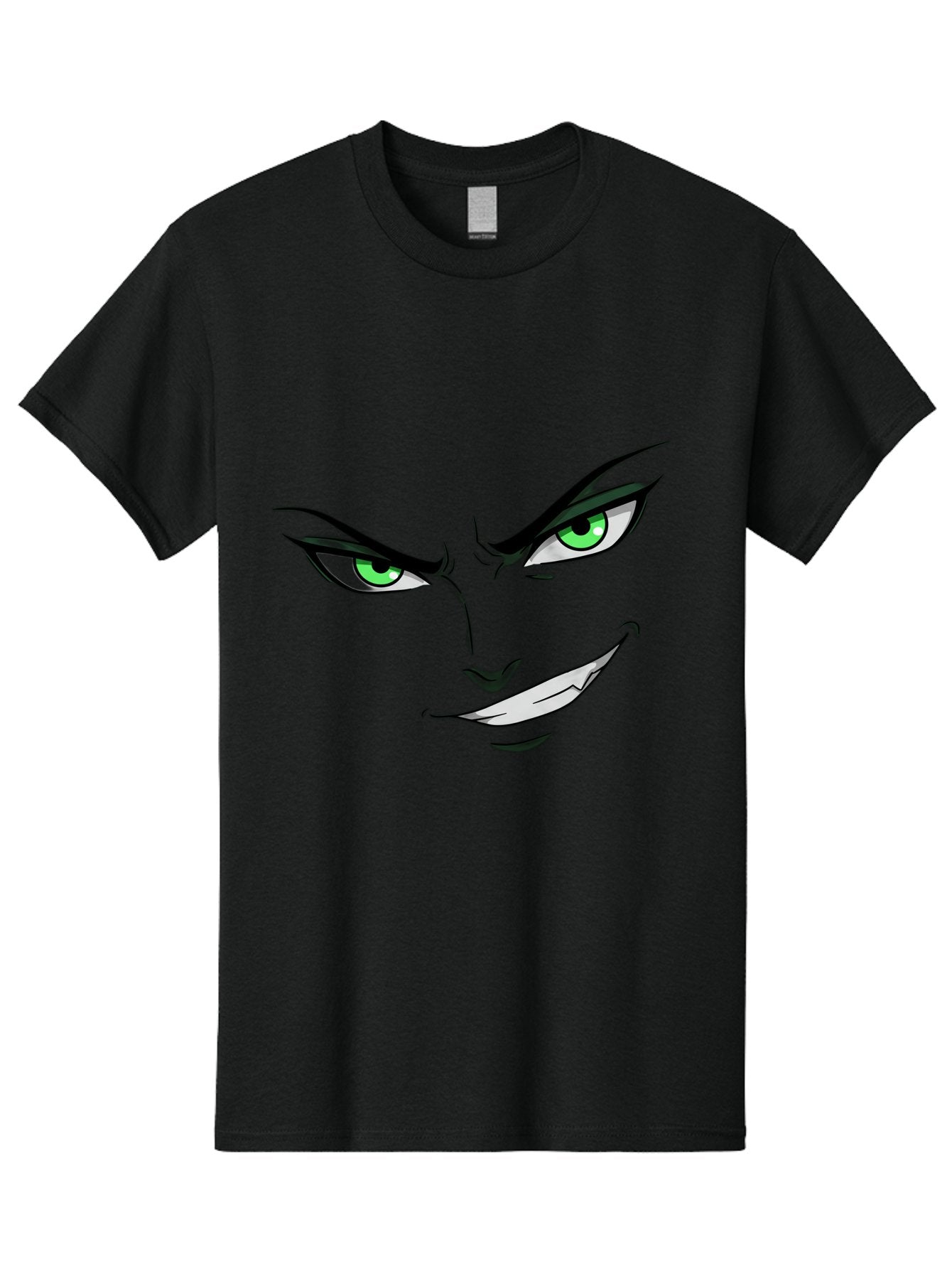 Mischievous-Face Men'S Graphic Tee, 100% Cotton, Comfortable Casual Summer Wear, Machine Washable, Cartoon Joker Face, Evil Grin, Menacing Stare, Green Eyes, Black Eyeliner, Comic Book Style, Villainous Character, Sinister Smile, Playful Tone, Bac189