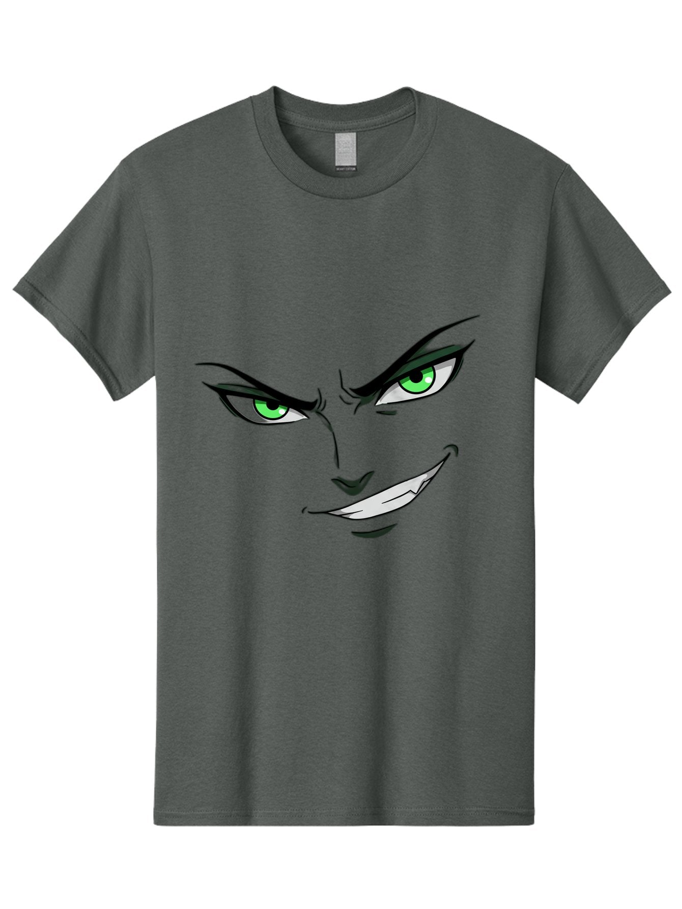 Mischievous-Face Men'S Graphic Tee, 100% Cotton, Comfortable Casual Summer Wear, Machine Washable, Cartoon Joker Face, Evil Grin, Menacing Stare, Green Eyes, Black Eyeliner, Comic Book Style, Villainous Character, Sinister Smile, Playful Tone, Bac189 11