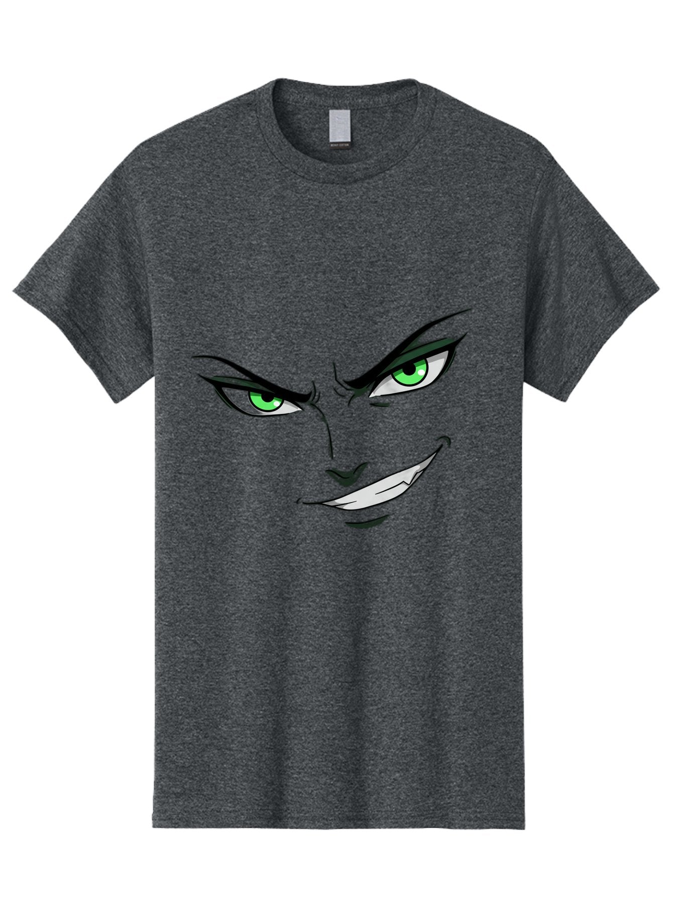 Mischievous-Face Men'S Graphic Tee, 100% Cotton, Comfortable Casual Summer Wear, Machine Washable, Cartoon Joker Face, Evil Grin, Menacing Stare, Green Eyes, Black Eyeliner, Comic Book Style, Villainous Character, Sinister Smile, Playful Tone, Bac189 13