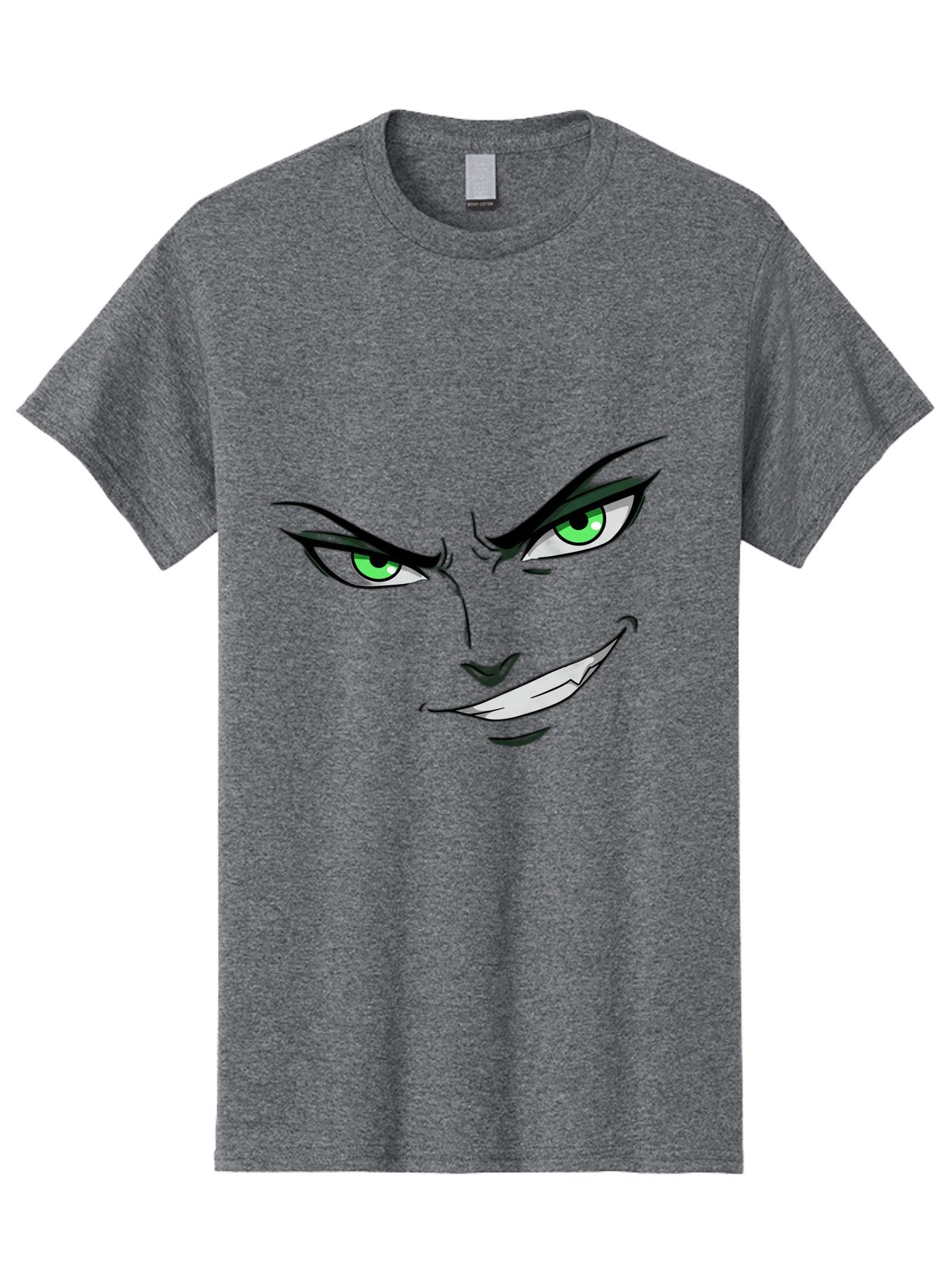 Mischievous-Face Men'S Graphic Tee, 100% Cotton, Comfortable Casual Summer Wear, Machine Washable, Cartoon Joker Face, Evil Grin, Menacing Stare, Green Eyes, Black Eyeliner, Comic Book Style, Villainous Character, Sinister Smile, Playful Tone, Bac189 14