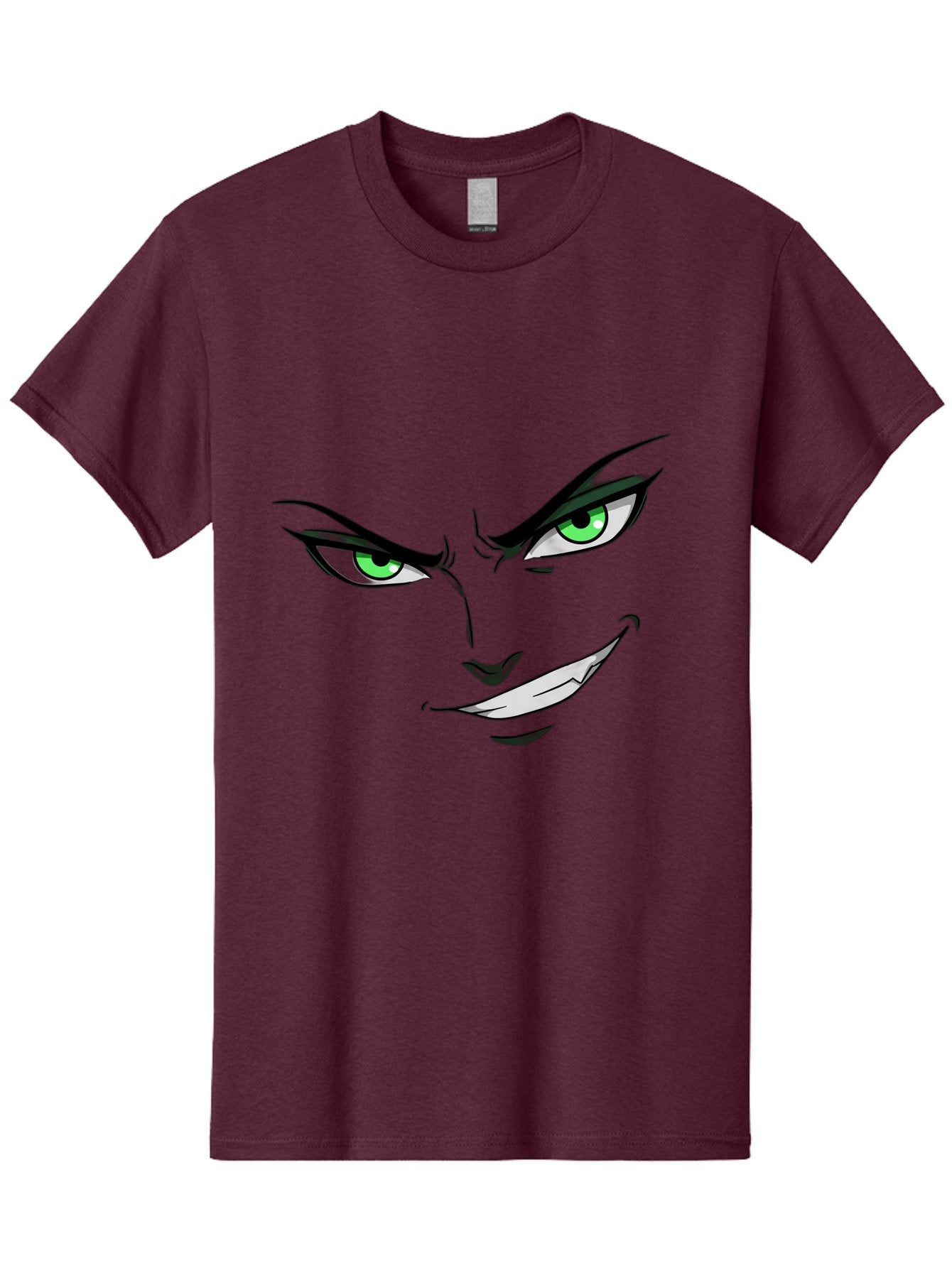 Mischievous-Face Men'S Graphic Tee, 100% Cotton, Comfortable Casual Summer Wear, Machine Washable, Cartoon Joker Face, Evil Grin, Menacing Stare, Green Eyes, Black Eyeliner, Comic Book Style, Villainous Character, Sinister Smile, Playful Tone, Bac189 9