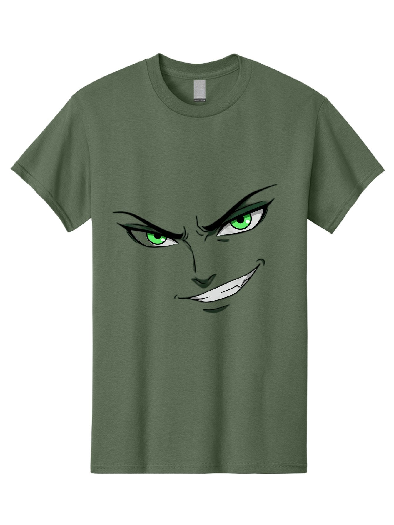 Mischievous-Face Men'S Graphic Tee, 100% Cotton, Comfortable Casual Summer Wear, Machine Washable, Cartoon Joker Face, Evil Grin, Menacing Stare, Green Eyes, Black Eyeliner, Comic Book Style, Villainous Character, Sinister Smile, Playful Tone, Bac189 15