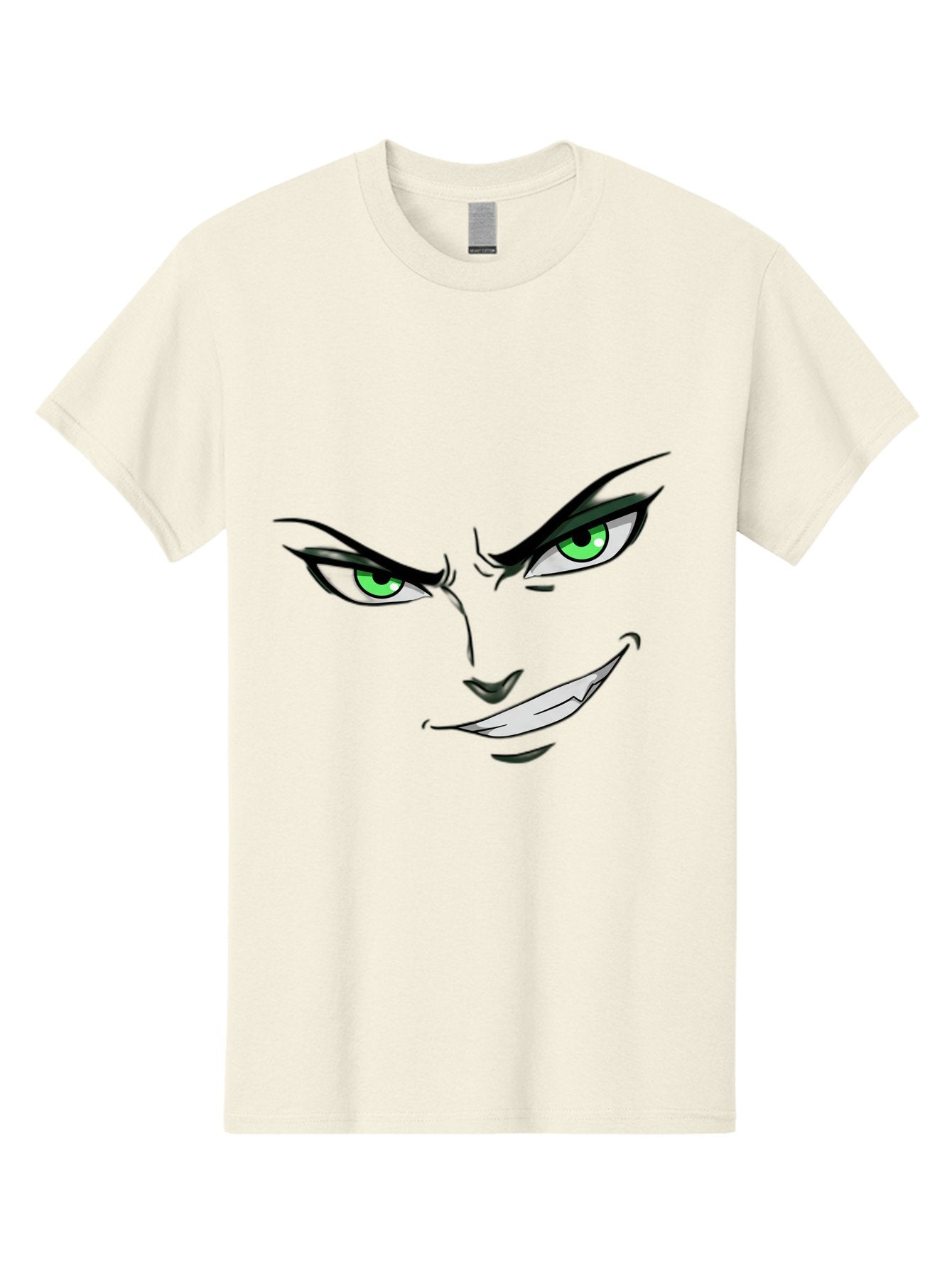 Mischievous-Face Men'S Graphic Tee, 100% Cotton, Comfortable Casual Summer Wear, Machine Washable, Cartoon Joker Face, Evil Grin, Menacing Stare, Green Eyes, Black Eyeliner, Comic Book Style, Villainous Character, Sinister Smile, Playful Tone, Bac189 6