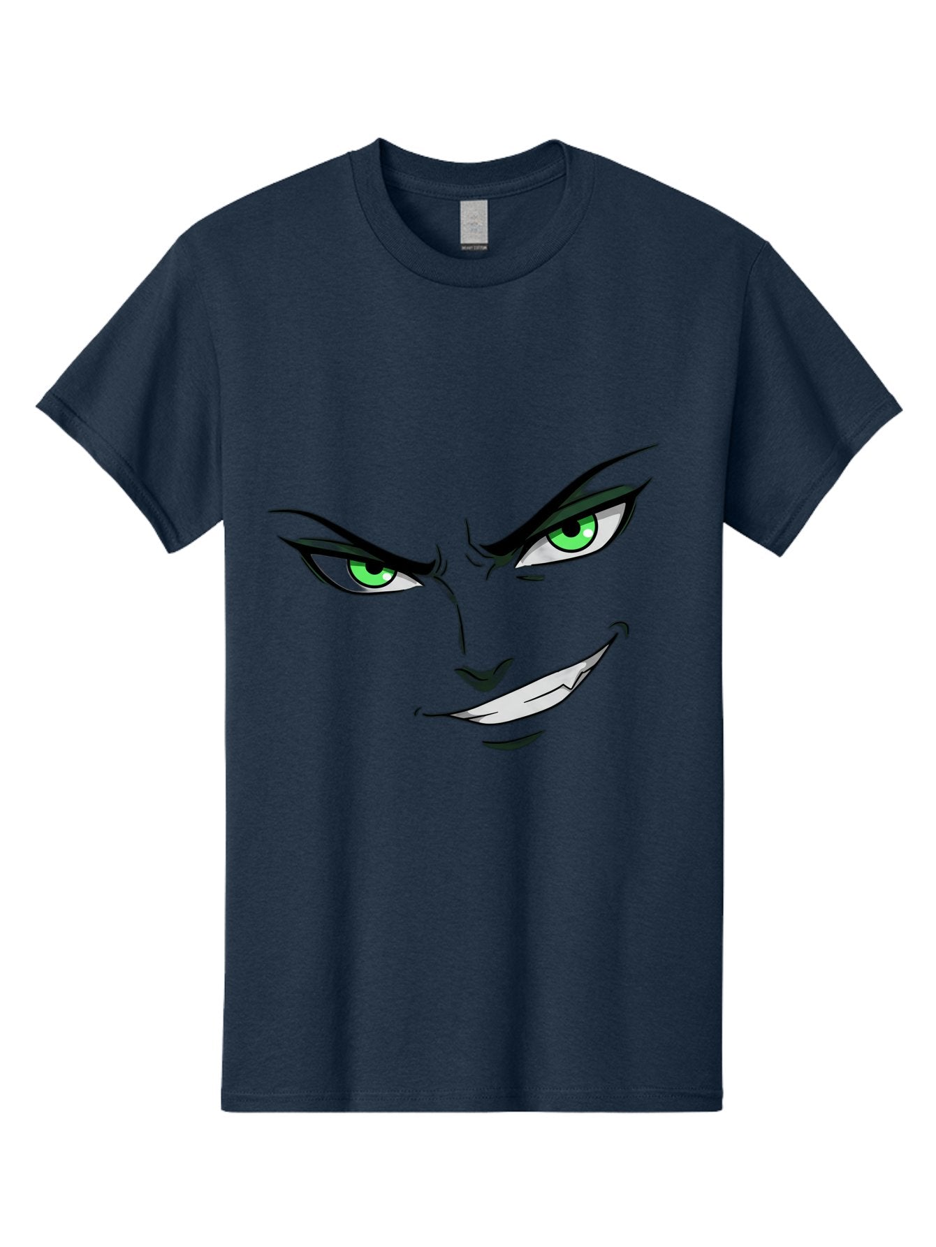 Mischievous-Face Men'S Graphic Tee, 100% Cotton, Comfortable Casual Summer Wear, Machine Washable, Cartoon Joker Face, Evil Grin, Menacing Stare, Green Eyes, Black Eyeliner, Comic Book Style, Villainous Character, Sinister Smile, Playful Tone, Bac189 8
