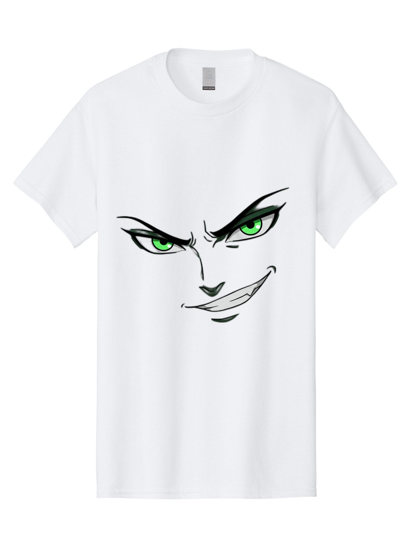 Mischievous-Face Men'S Graphic Tee, 100% Cotton, Comfortable Casual Summer Wear, Machine Washable, Cartoon Joker Face, Evil Grin, Menacing Stare, Green Eyes, Black Eyeliner, Comic Book Style, Villainous Character, Sinister Smile, Playful Tone, Bac189 12