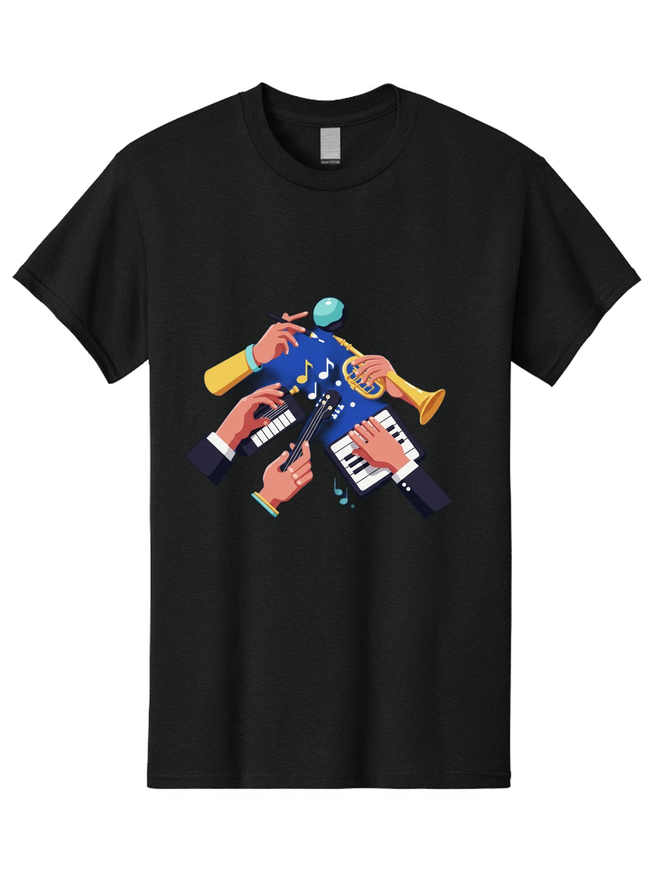 Music-Maestro Men'S Graphic Tee, 100% Cotton, Comfortable Casual Summer Wear, Machine Washable, Musical Man, Multiple Instruments, Creative Music, Diverse Instrumentation, Harmonious Sound, Innovative Art, Music Lover, Melodious Harmony, Bac190 5