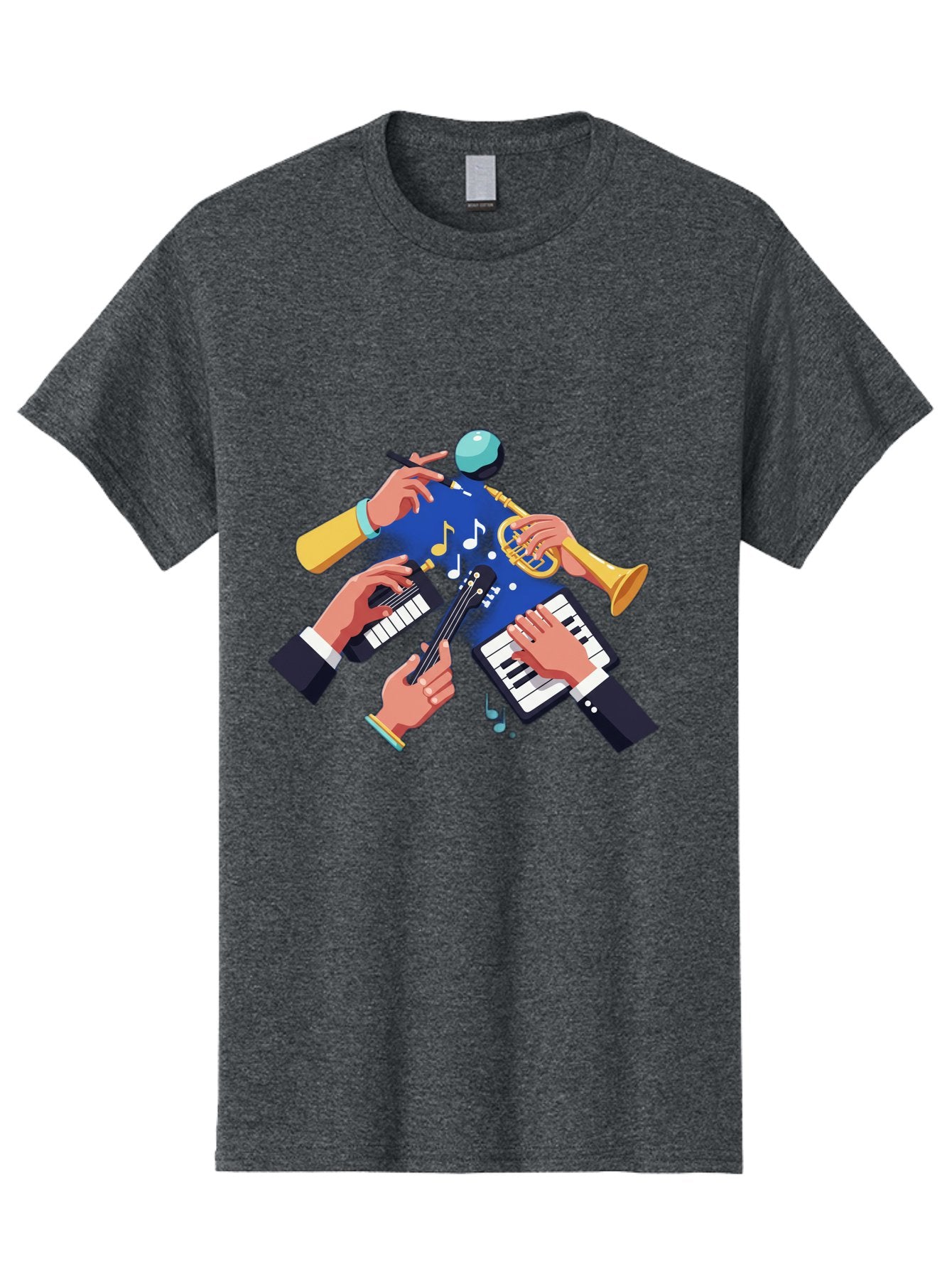 Music-Maestro Men'S Graphic Tee, 100% Cotton, Comfortable Casual Summer Wear, Machine Washable, Musical Man, Multiple Instruments, Creative Music, Diverse Instrumentation, Harmonious Sound, Innovative Art, Music Lover, Melodious Harmony, Bac190