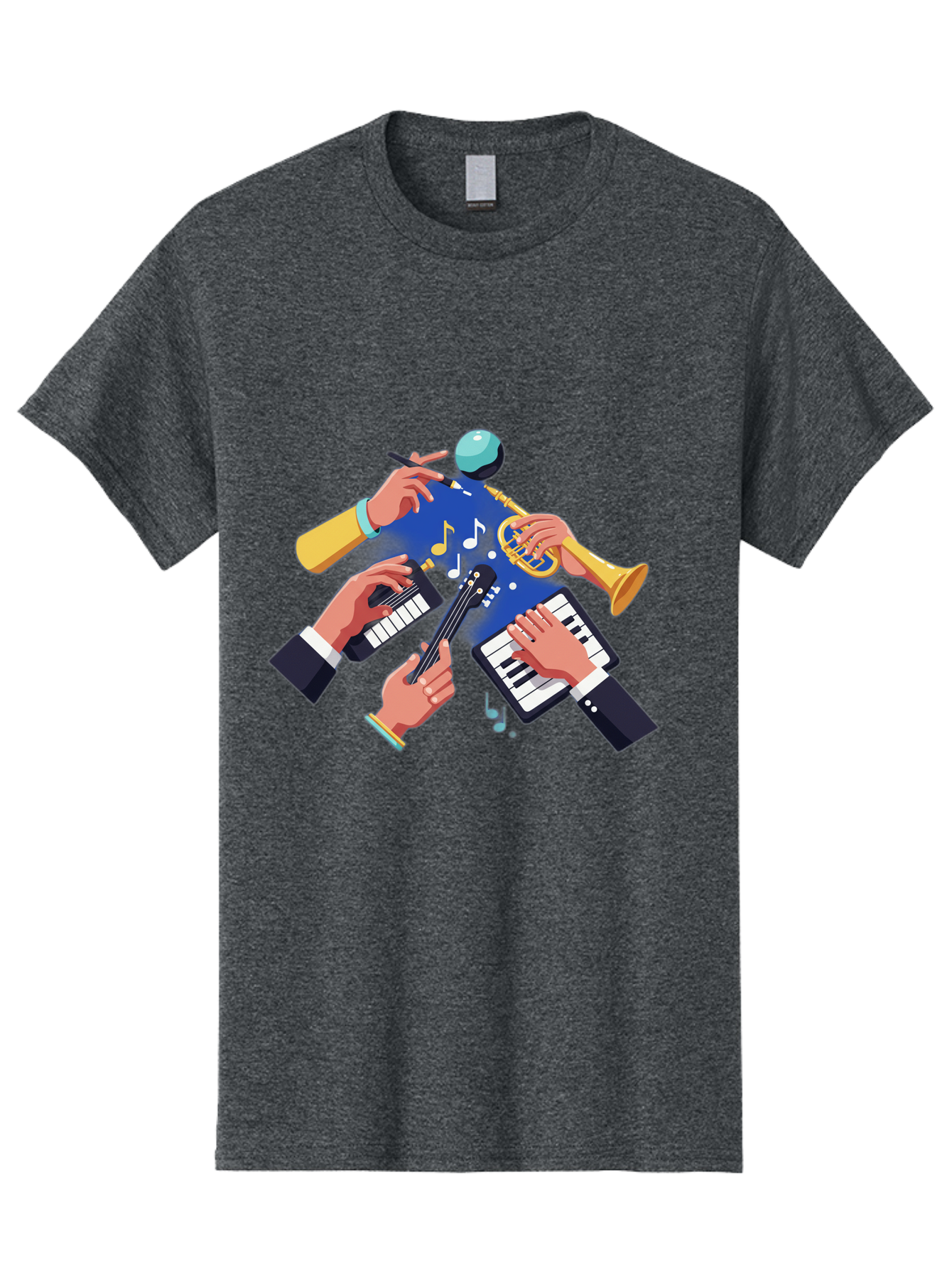 Music-Maestro Men'S Graphic Tee, 100% Cotton, Comfortable Casual Summer Wear, Machine Washable, Musical Man, Multiple Instruments, Creative Music, Diverse Instrumentation, Harmonious Sound, Innovative Art, Music Lover, Melodious Harmony, Bac190 11