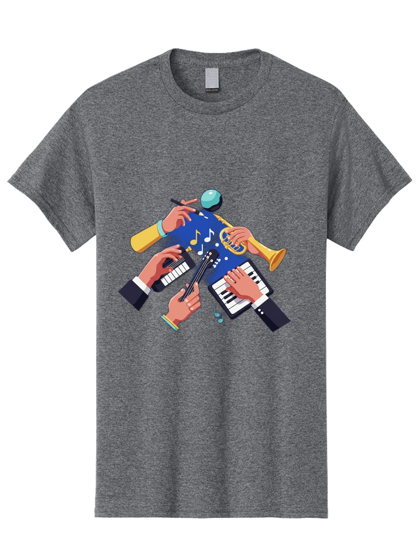 Music-Maestro Men'S Graphic Tee, 100% Cotton, Comfortable Casual Summer Wear, Machine Washable, Musical Man, Multiple Instruments, Creative Music, Diverse Instrumentation, Harmonious Sound, Innovative Art, Music Lover, Melodious Harmony, Bac190 4