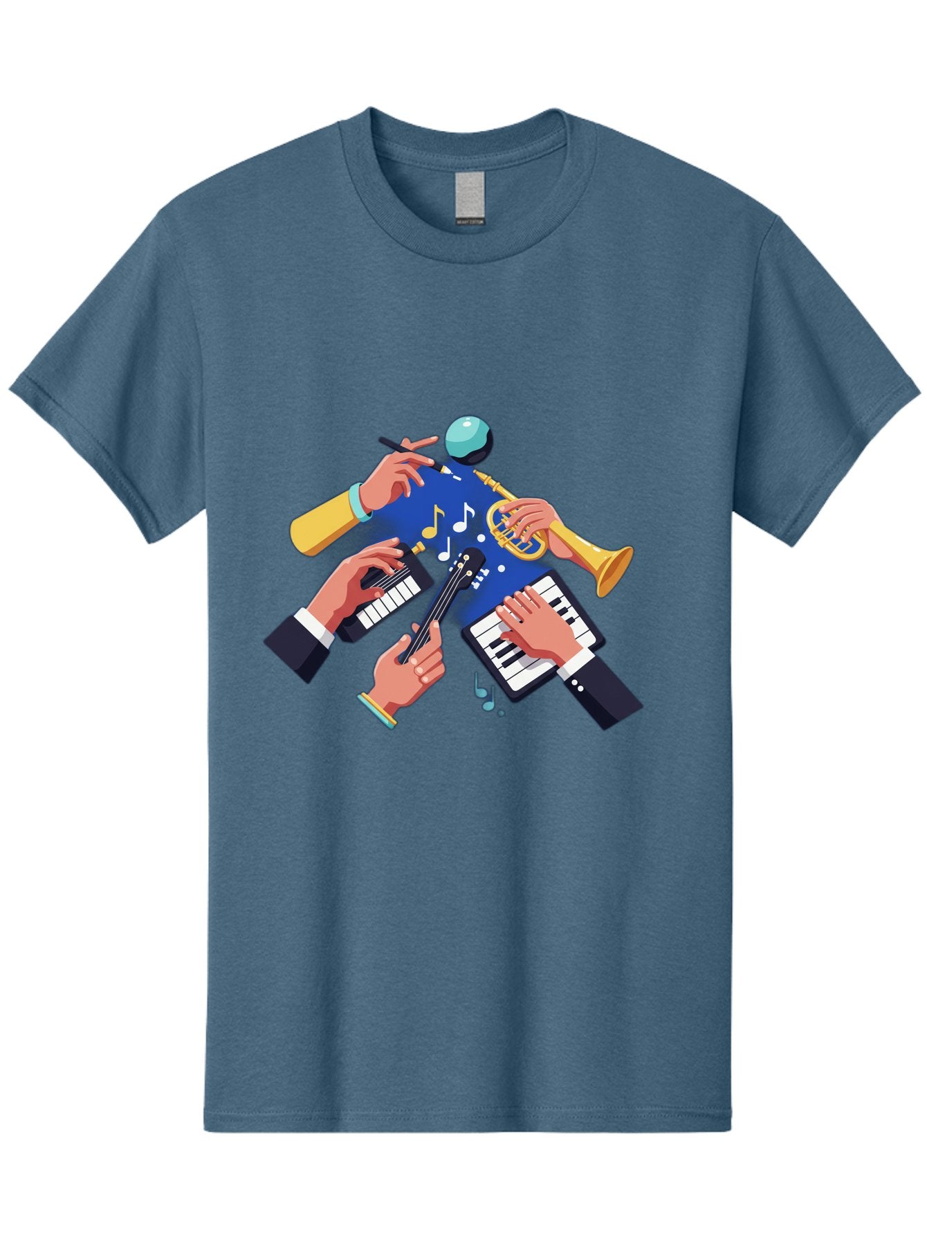 Music-Maestro Men'S Graphic Tee, 100% Cotton, Comfortable Casual Summer Wear, Machine Washable, Musical Man, Multiple Instruments, Creative Music, Diverse Instrumentation, Harmonious Sound, Innovative Art, Music Lover, Melodious Harmony, Bac190 9