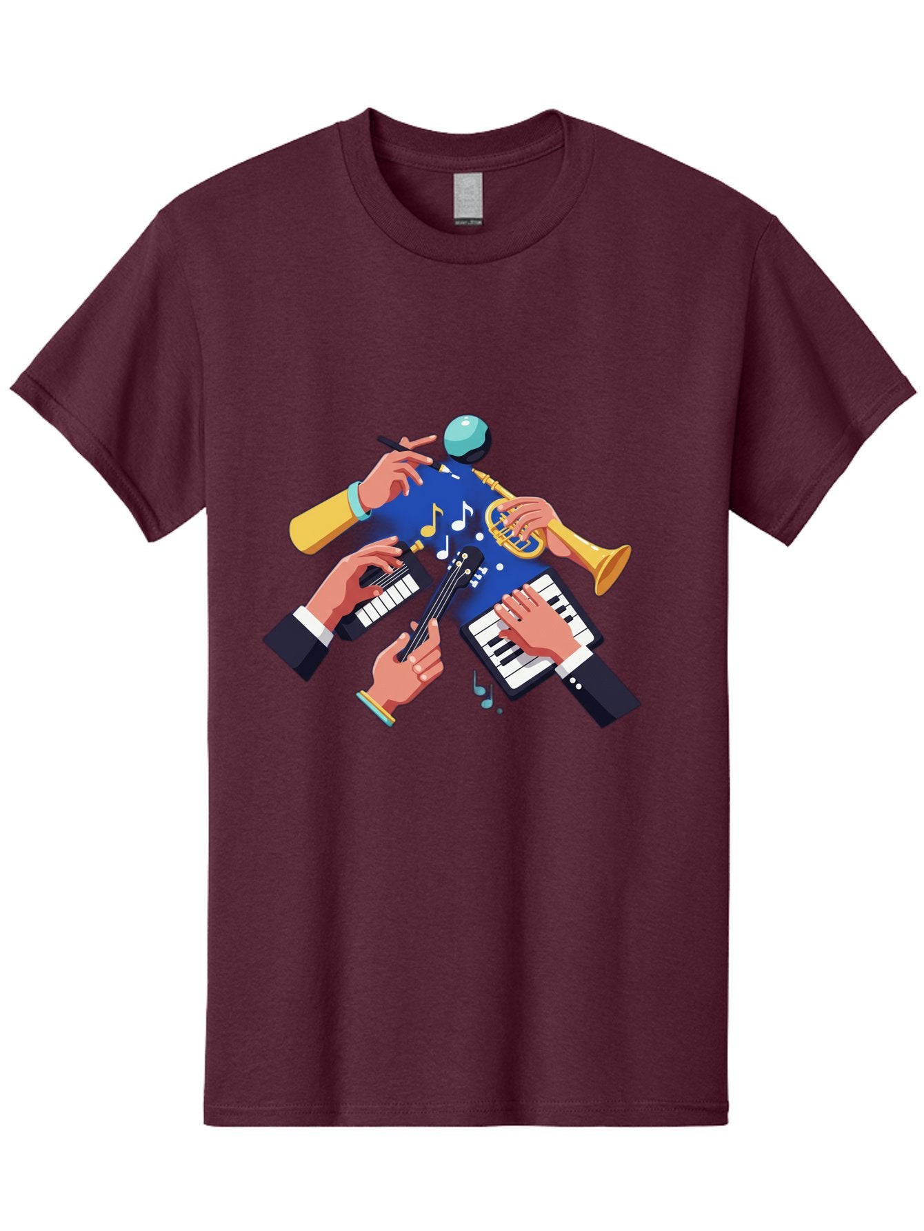 Music-Maestro Men'S Graphic Tee, 100% Cotton, Comfortable Casual Summer Wear, Machine Washable, Musical Man, Multiple Instruments, Creative Music, Diverse Instrumentation, Harmonious Sound, Innovative Art, Music Lover, Melodious Harmony, Bac190 6