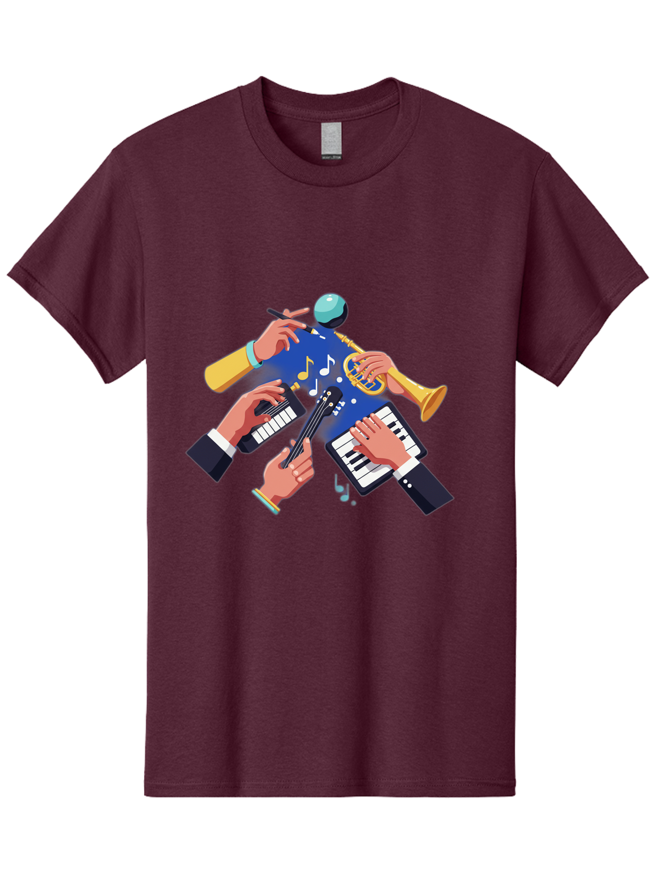 Music-Maestro Men'S Graphic Tee, 100% Cotton, Comfortable Casual Summer Wear, Machine Washable, Musical Man, Multiple Instruments, Creative Music, Diverse Instrumentation, Harmonious Sound, Innovative Art, Music Lover, Melodious Harmony, Bac190 7