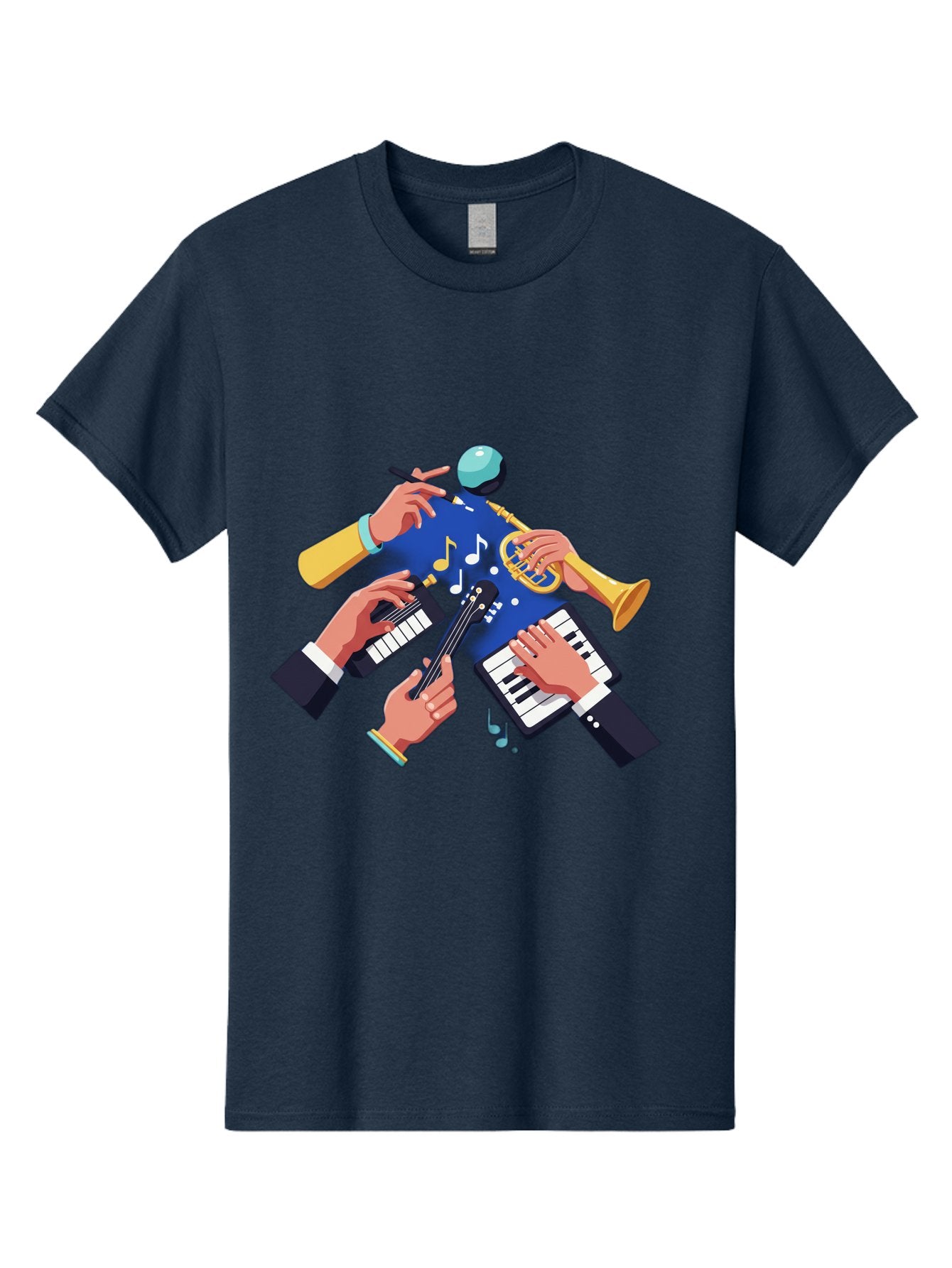 Music-Maestro Men'S Graphic Tee, 100% Cotton, Comfortable Casual Summer Wear, Machine Washable, Musical Man, Multiple Instruments, Creative Music, Diverse Instrumentation, Harmonious Sound, Innovative Art, Music Lover, Melodious Harmony, Bac190 10