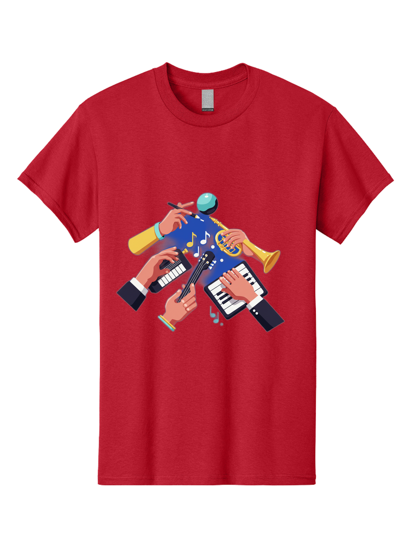 Music-Maestro Men'S Graphic Tee, 100% Cotton, Comfortable Casual Summer Wear, Machine Washable, Musical Man, Multiple Instruments, Creative Music, Diverse Instrumentation, Harmonious Sound, Innovative Art, Music Lover, Melodious Harmony, Bac190