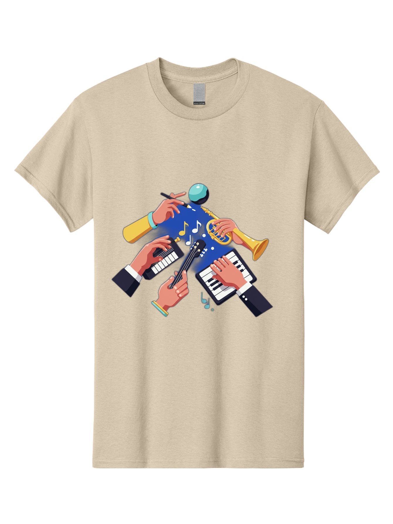 Music-Maestro Men'S Graphic Tee, 100% Cotton, Comfortable Casual Summer Wear, Machine Washable, Musical Man, Multiple Instruments, Creative Music, Diverse Instrumentation, Harmonious Sound, Innovative Art, Music Lover, Melodious Harmony, Bac190 13