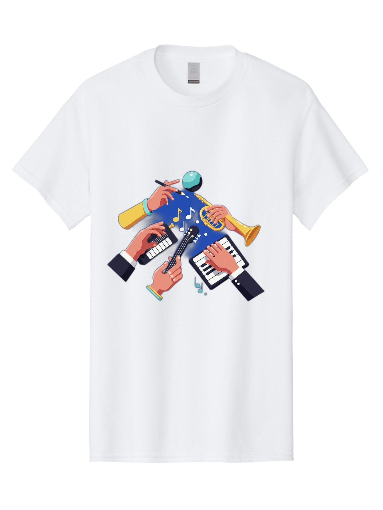 Music-Maestro Men'S Graphic Tee, 100% Cotton, Comfortable Casual Summer Wear, Machine Washable, Musical Man, Multiple Instruments, Creative Music, Diverse Instrumentation, Harmonious Sound, Innovative Art, Music Lover, Melodious Harmony, Bac190 14