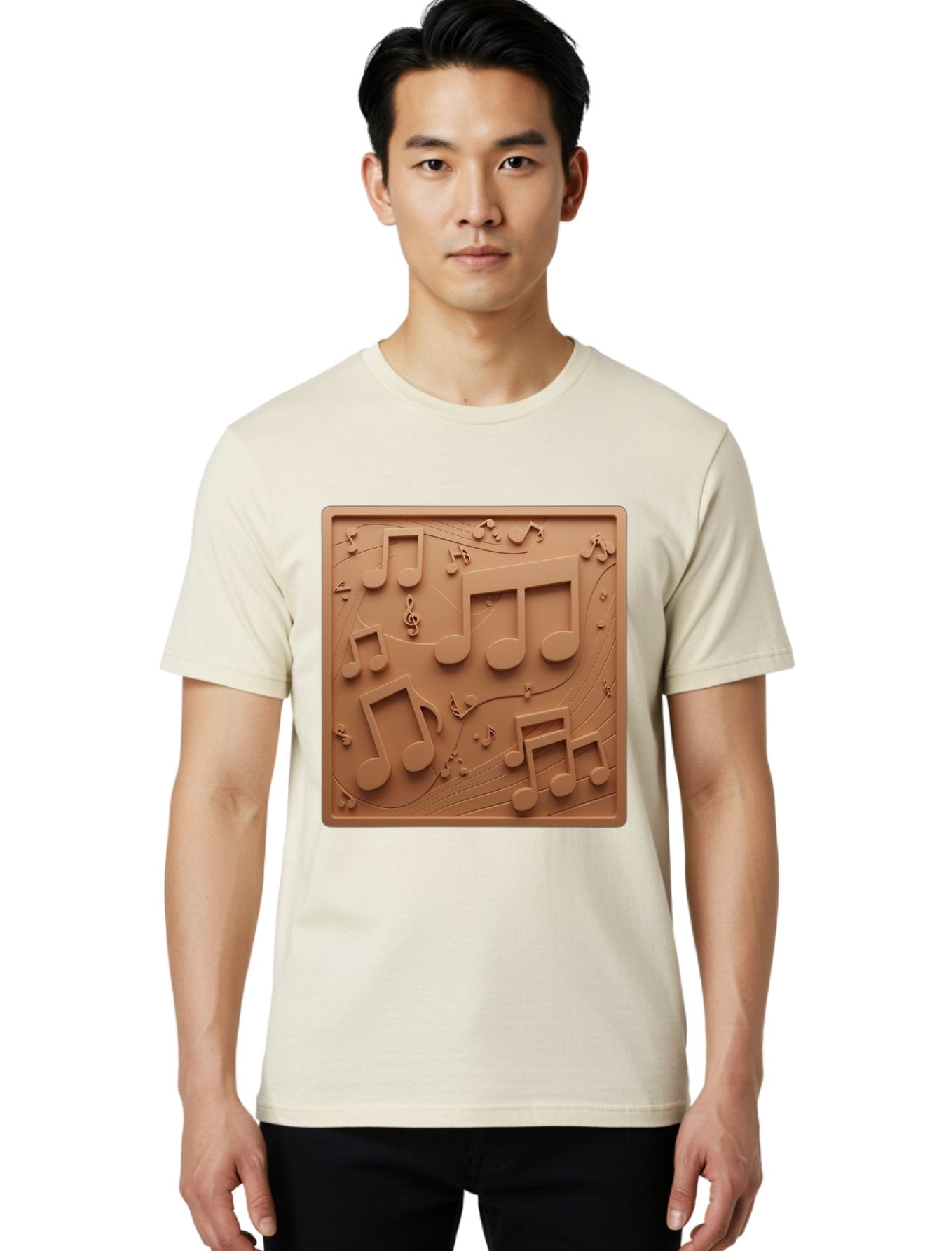 Music-Notes Men'S Graphic Tee, 100% Cotton, Comfortable Casual Summer Wear, Machine Washable, Musical Notes, Treble Clef, 3D Design, Creative Artwork, Music Theme, Melodic Elements, Artistic Expression, Harmony And Rhythm Bac191 16