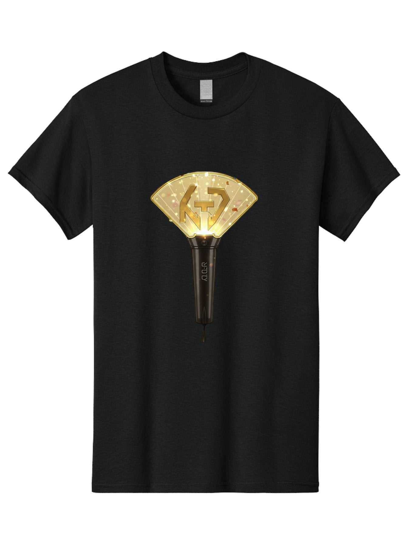 Nct-Lightstick Men'S Graphic Tee, 100% Cotton, Comfortable Casual Summer Wear, Machine Washable, K-Pop Merchandise, Nct Lightstick, Fan Light, Concert Accessory, Novelty Item, Collectible, Black Handle, Lit Top, Gold Logo, Fan Club Gear Bac194 9
