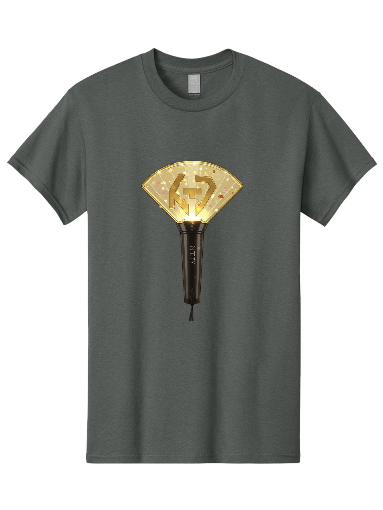 Nct-Lightstick Men'S Graphic Tee, 100% Cotton, Comfortable Casual Summer Wear, Machine Washable, K-Pop Merchandise, Nct Lightstick, Fan Light, Concert Accessory, Novelty Item, Collectible, Black Handle, Lit Top, Gold Logo, Fan Club Gear Bac194 12