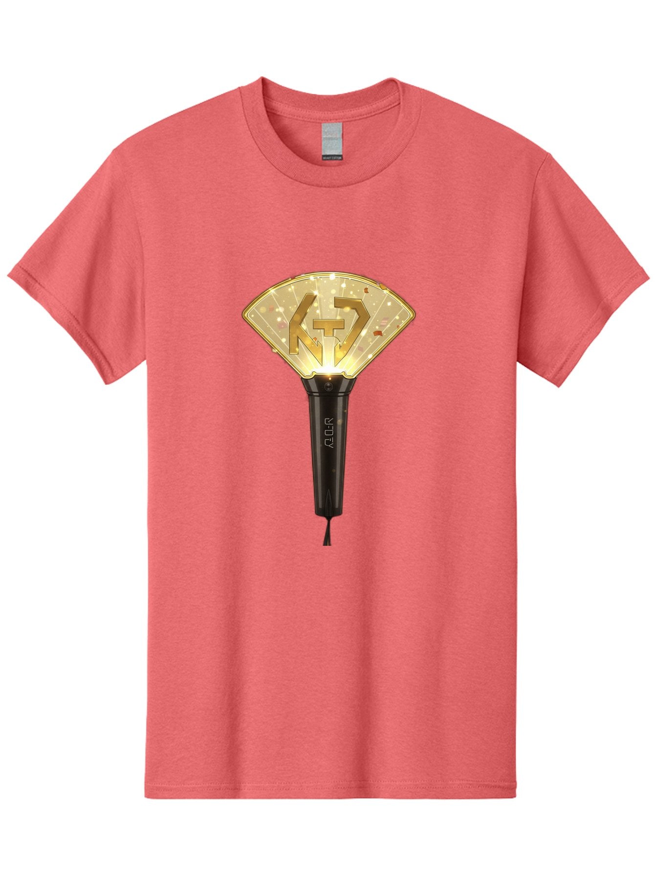 Nct-Lightstick Men'S Graphic Tee, 100% Cotton, Comfortable Casual Summer Wear, Machine Washable, K-Pop Merchandise, Nct Lightstick, Fan Light, Concert Accessory, Novelty Item, Collectible, Black Handle, Lit Top, Gold Logo, Fan Club Gear Bac194 13