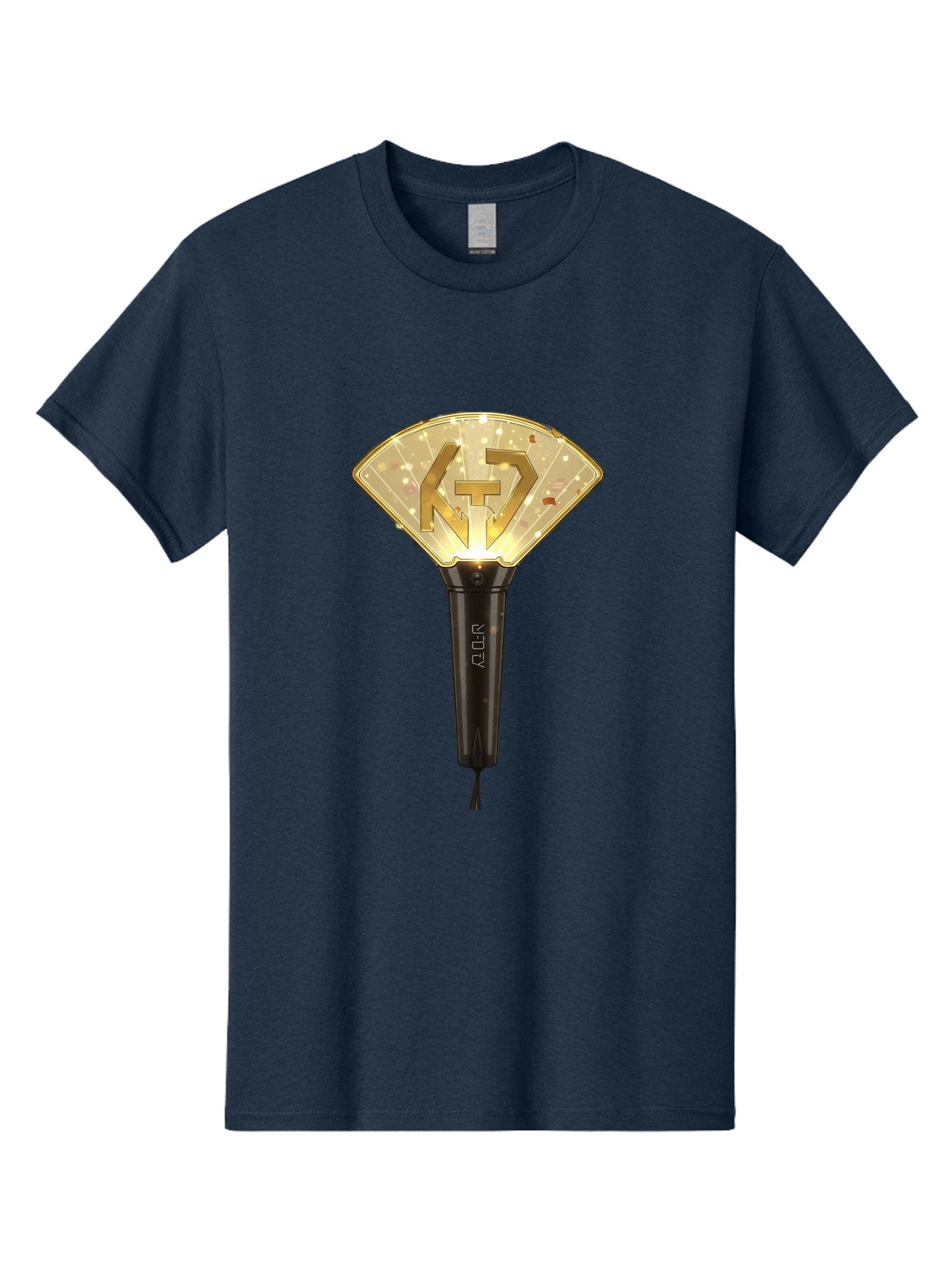 Nct-Lightstick Men'S Graphic Tee, 100% Cotton, Comfortable Casual Summer Wear, Machine Washable, K-Pop Merchandise, Nct Lightstick, Fan Light, Concert Accessory, Novelty Item, Collectible, Black Handle, Lit Top, Gold Logo, Fan Club Gear Bac194 5