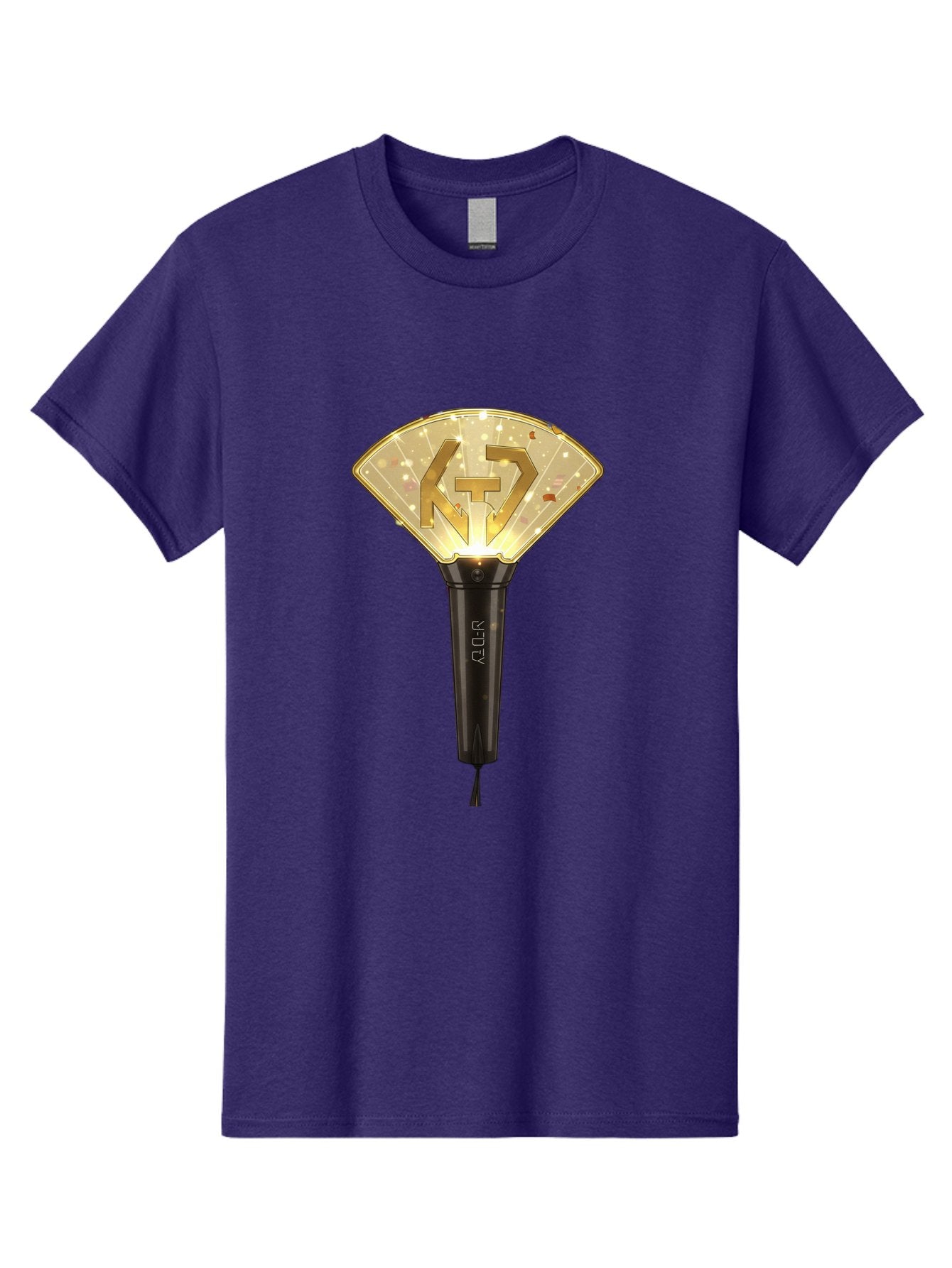 Nct-Lightstick Men'S Graphic Tee, 100% Cotton, Comfortable Casual Summer Wear, Machine Washable, K-Pop Merchandise, Nct Lightstick, Fan Light, Concert Accessory, Novelty Item, Collectible, Black Handle, Lit Top, Gold Logo, Fan Club Gear Bac194 4