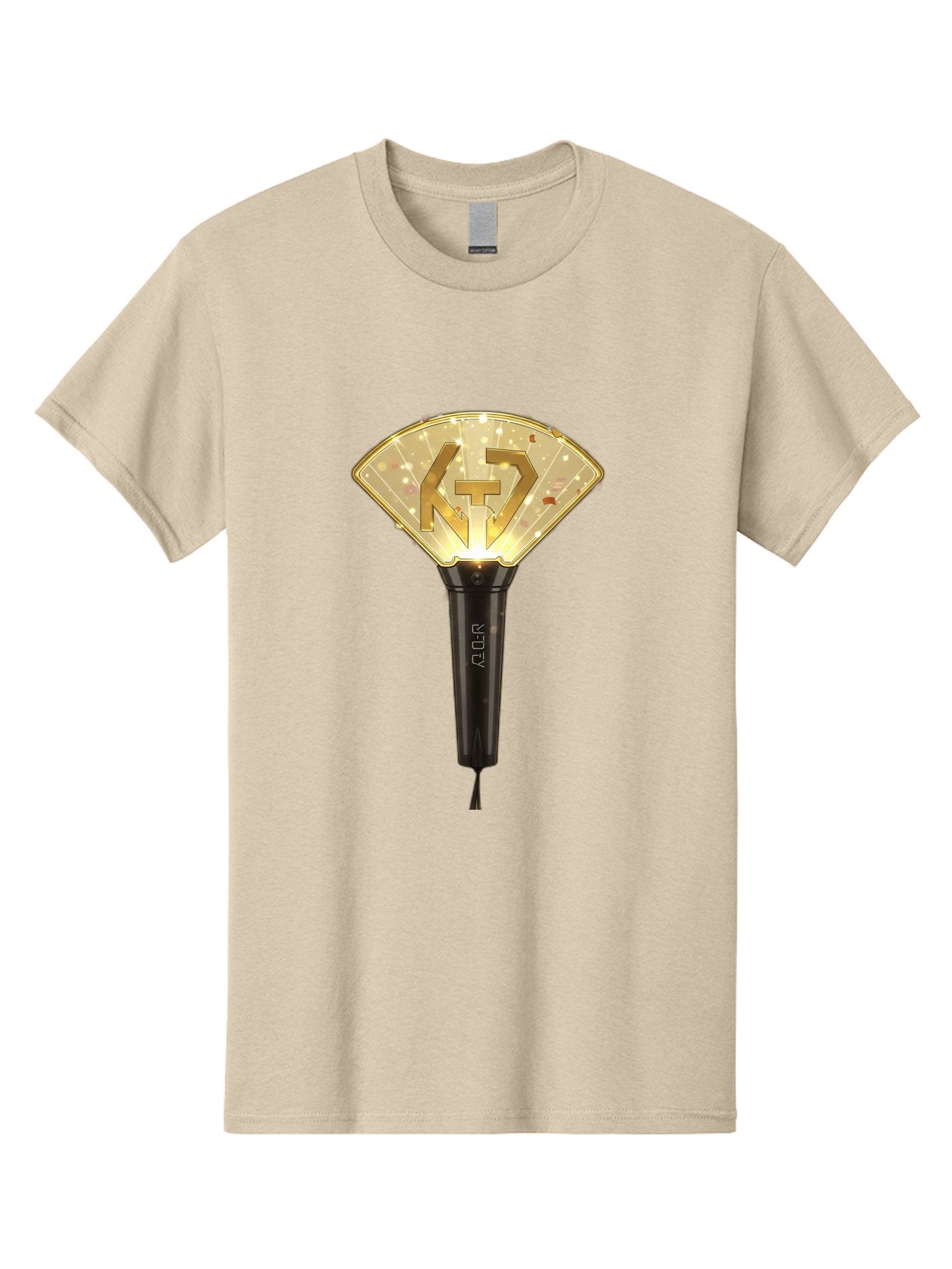 Nct-Lightstick Men'S Graphic Tee, 100% Cotton, Comfortable Casual Summer Wear, Machine Washable, K-Pop Merchandise, Nct Lightstick, Fan Light, Concert Accessory, Novelty Item, Collectible, Black Handle, Lit Top, Gold Logo, Fan Club Gear Bac194